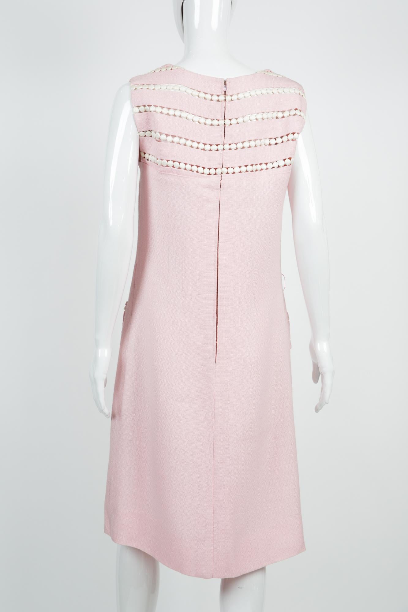 1960s Maggy Rouff Pink Silk Dress  In Good Condition For Sale In Paris, FR