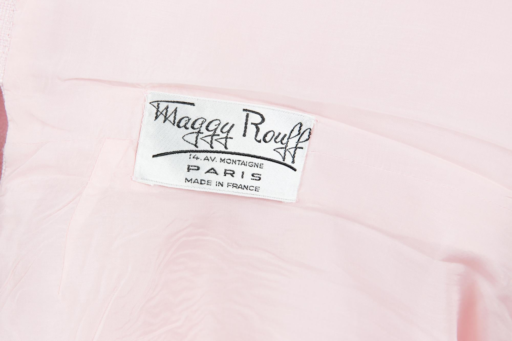 Maggy Rouff - Robe en soie rose à volants, années 1960  Pour femmes en vente