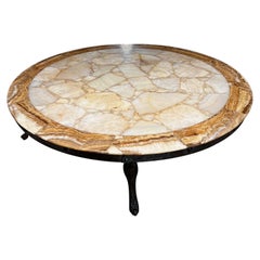 Magnifique table basse Muller of Mexico en bronze et onyx des années 1960, restaurée