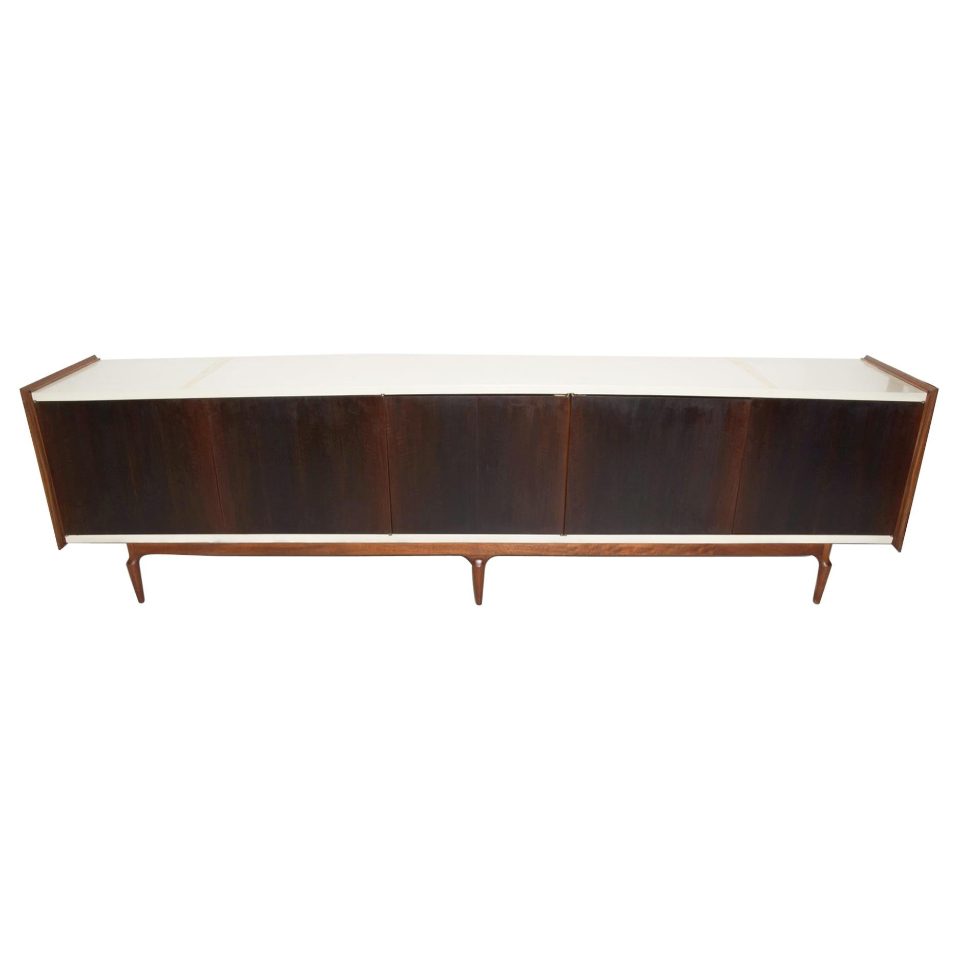 1960s Magnificently Long Credenza Two Tone Lacquer & Wood Monterrey, Mexico For Sale