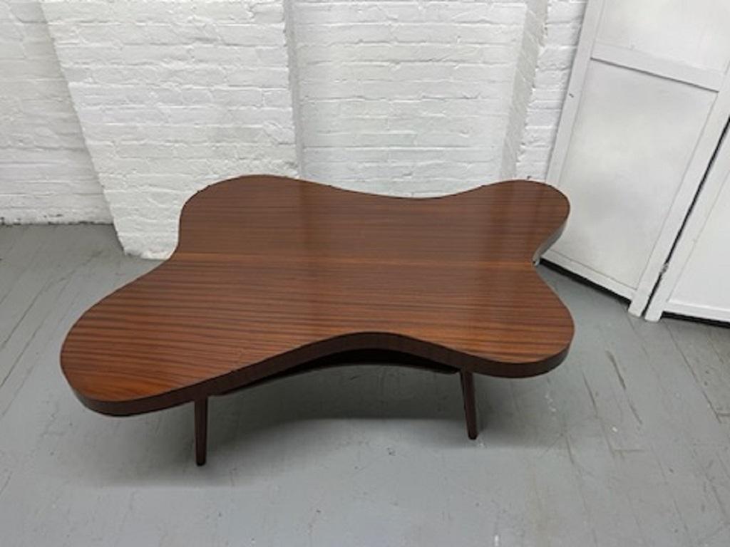 American 1960s Mahagony Organic Shaped Coffee Table For Sale
