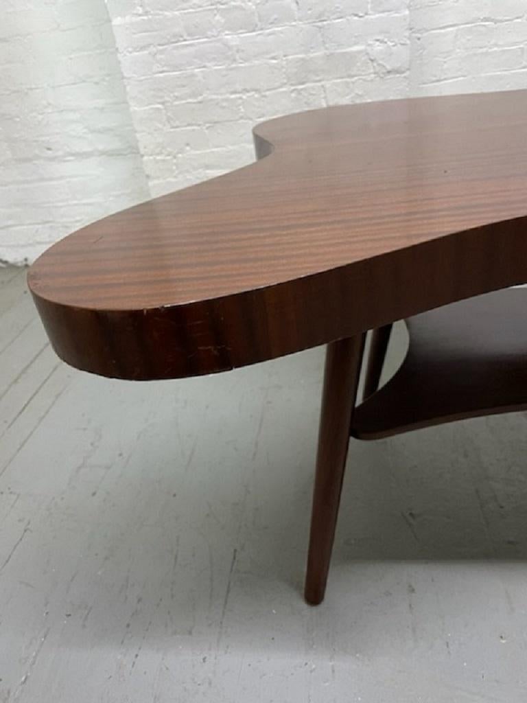 Veneer 1960s Mahagony Organic Shaped Coffee Table For Sale