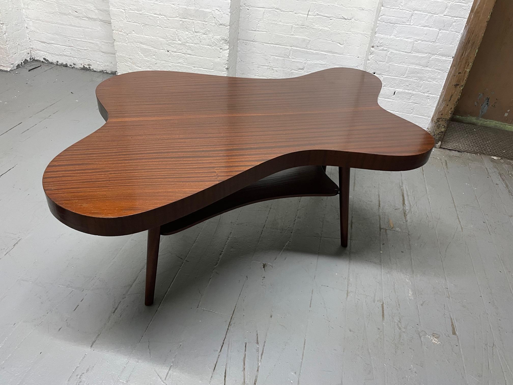 Mid-20th Century 1960s Mahagony Organic Shaped Coffee Table For Sale
