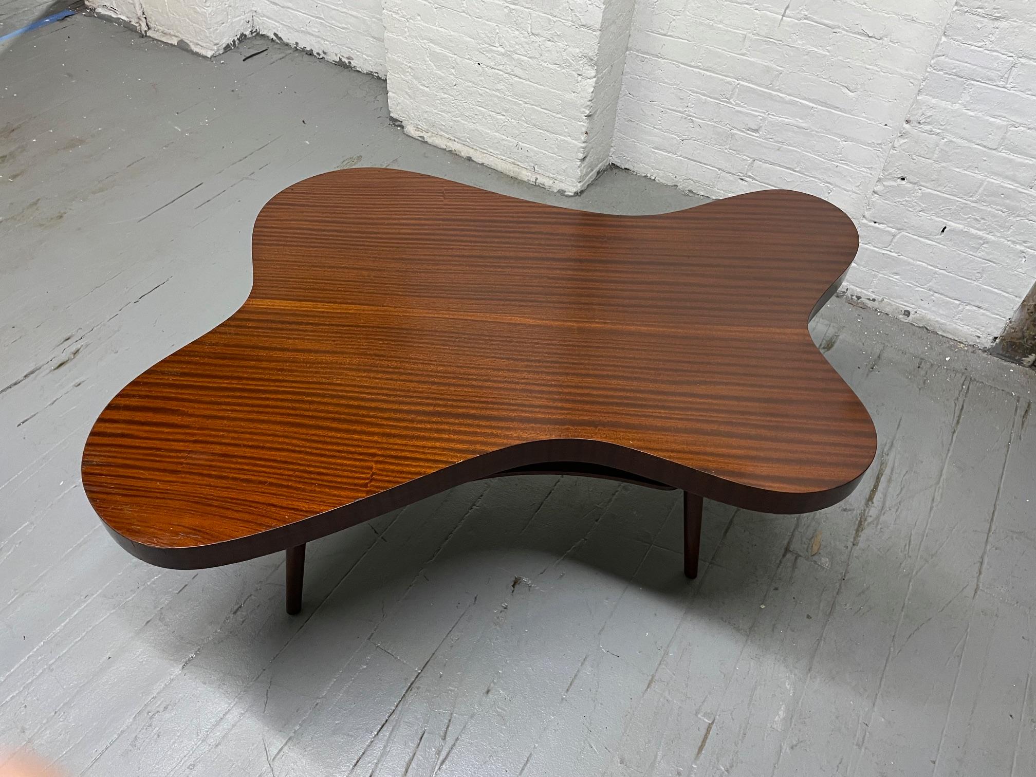 Mahogany 1960s Mahagony Organic Shaped Coffee Table For Sale