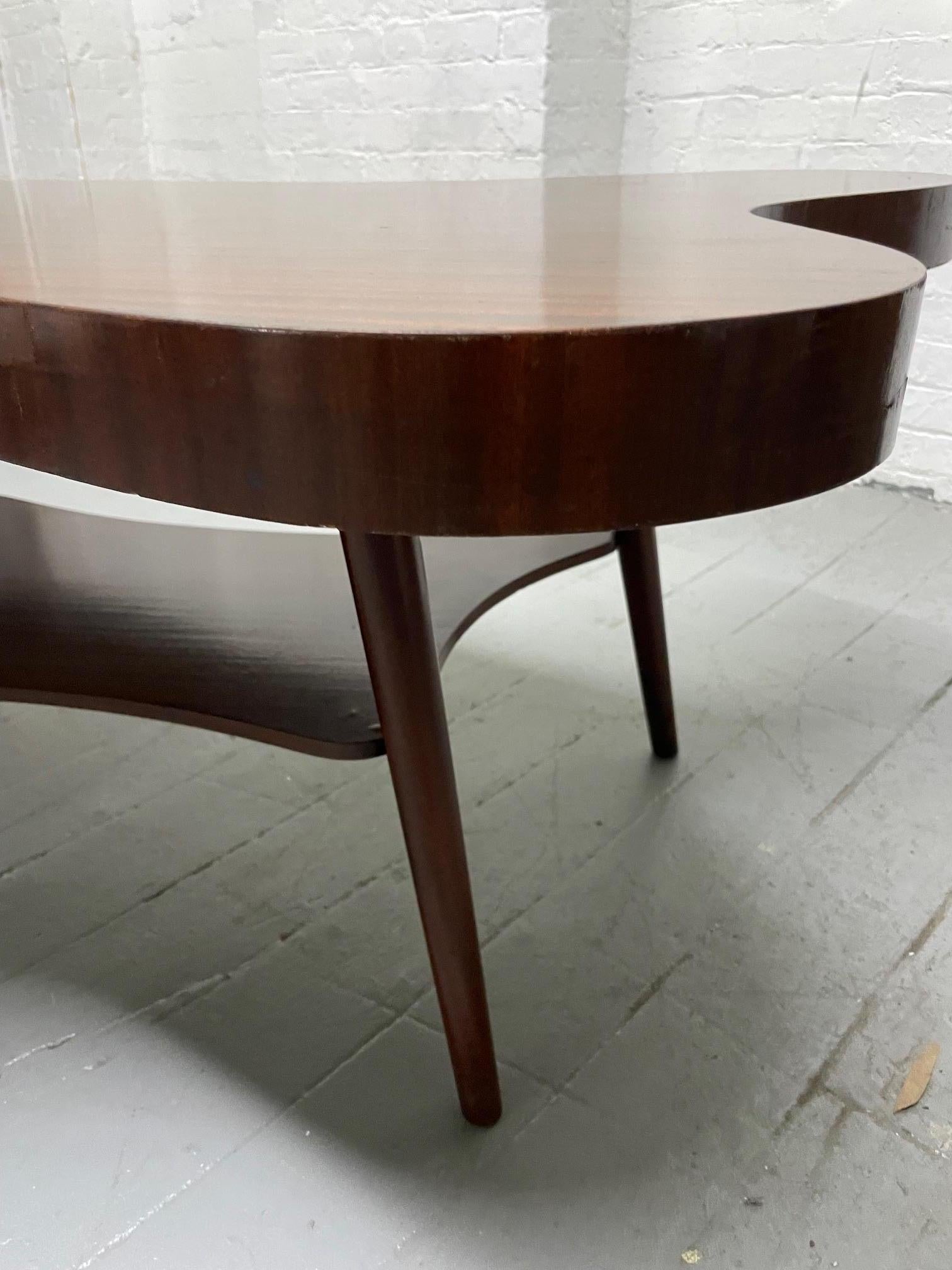 1960s Mahagony Organic Shaped Coffee Table For Sale 1