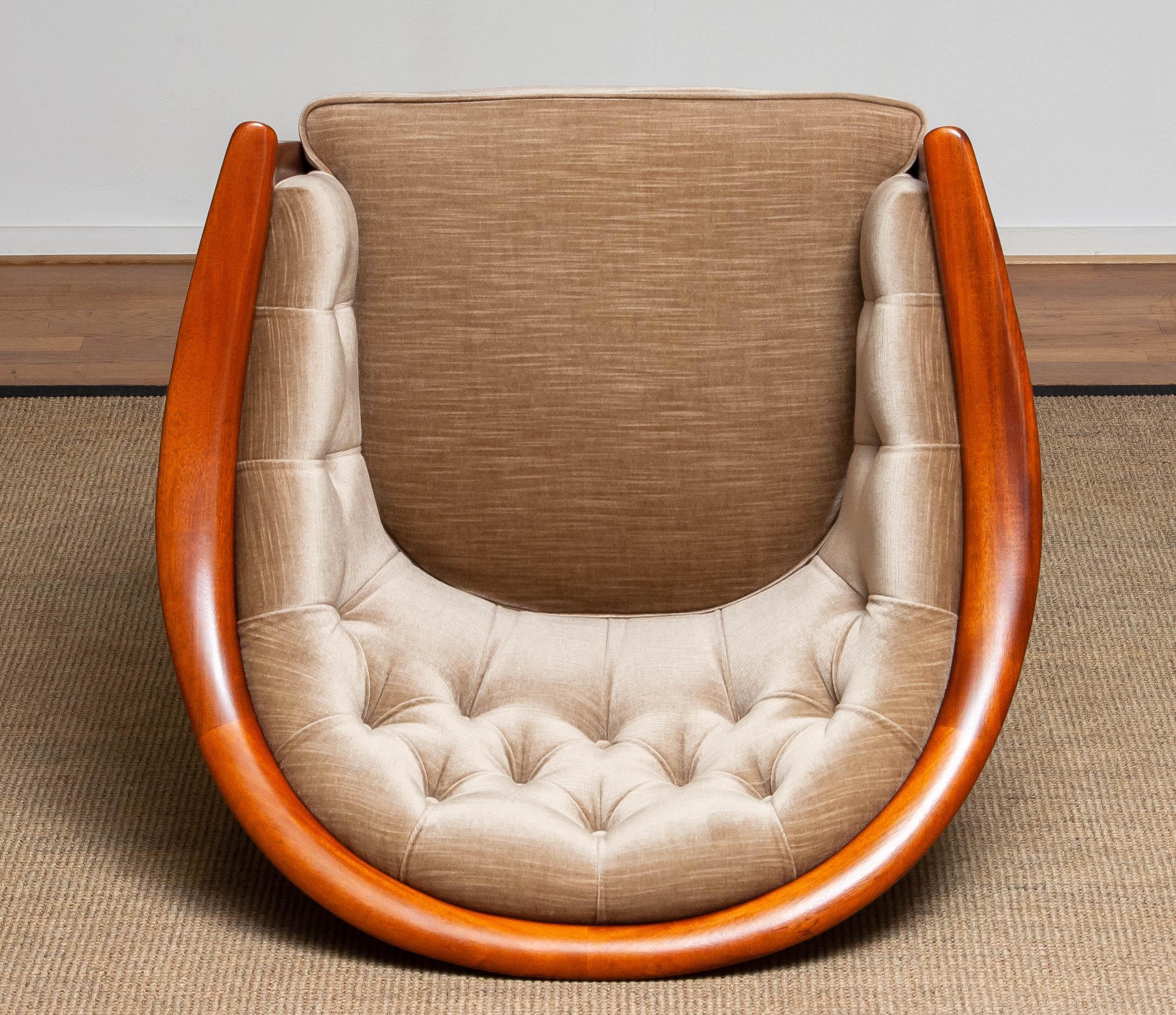 1960s Mahogany and Taupe Velvet Lounge Chair by Broderna Andersson, Sweden 3