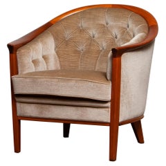 1960s Mahogany and Taupe Velvet Lounge Chair by Broderna Andersson, Sweden