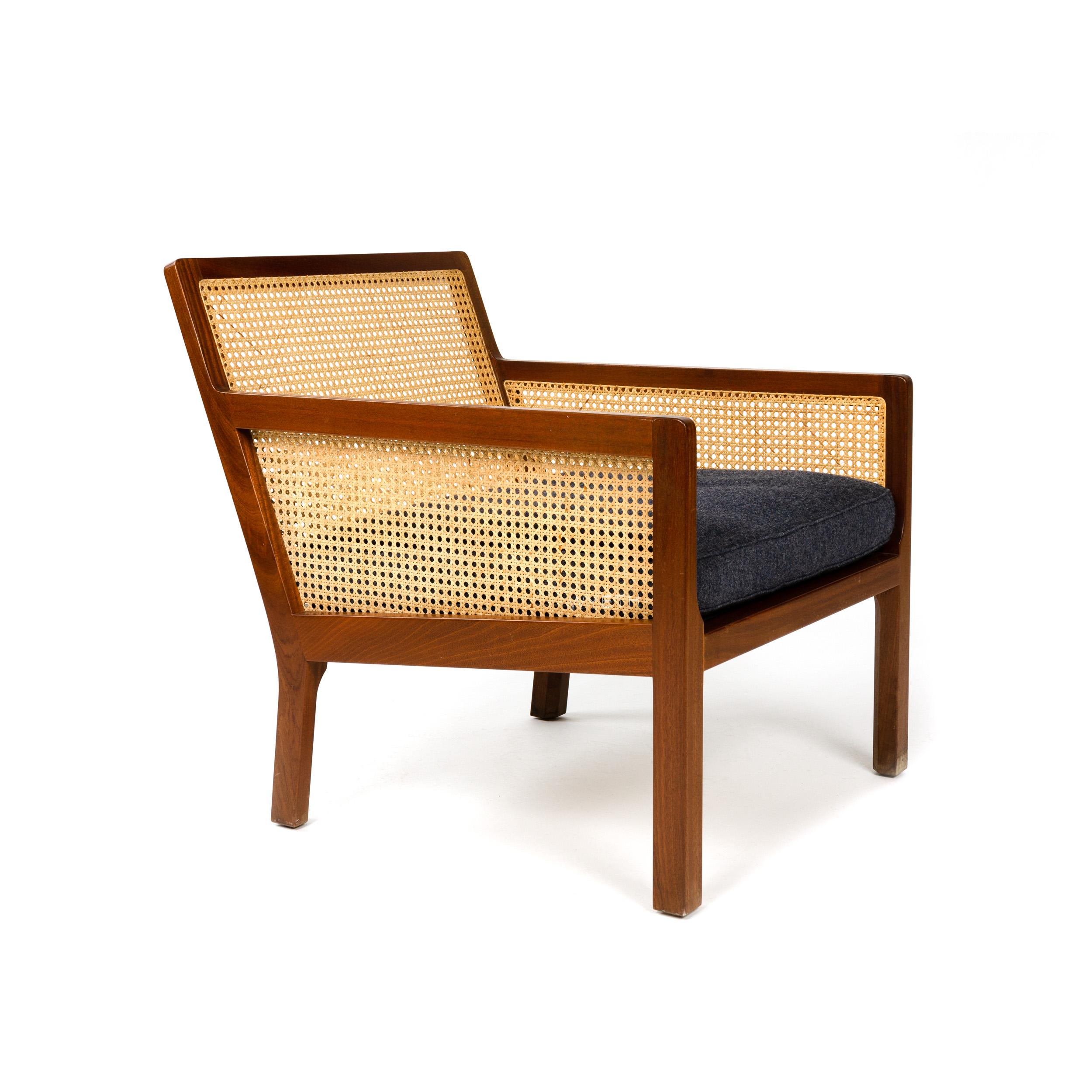 Scandinavian Modern 1960s Mahogany & Cane Lounge Chair by Bernt Petersen for Worts Mobelsnedkeri For Sale