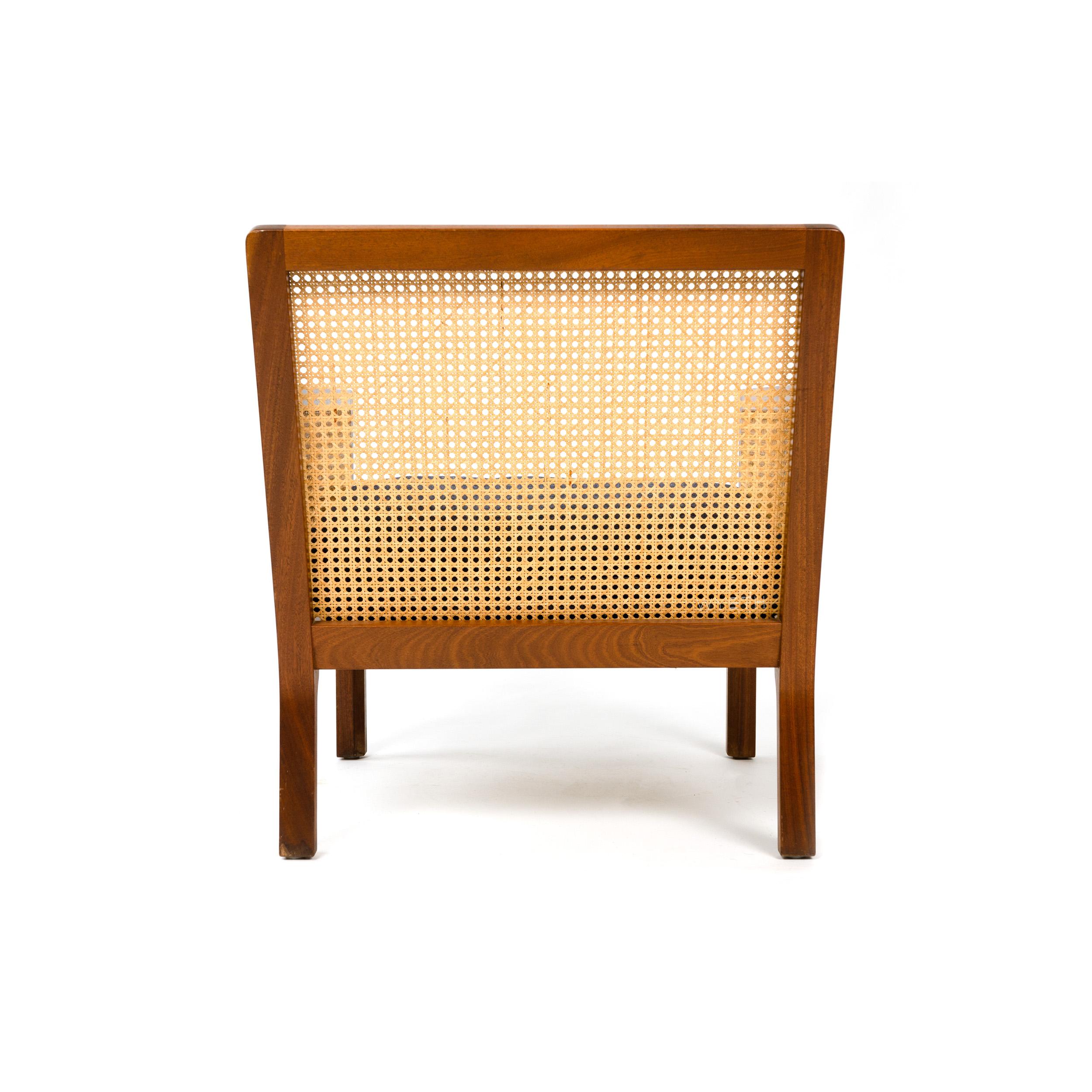 Laine Fauteuil de salon en acajou et rotin des années 1960 par Bernt Petersen pour Worts Mobelsnedkeri