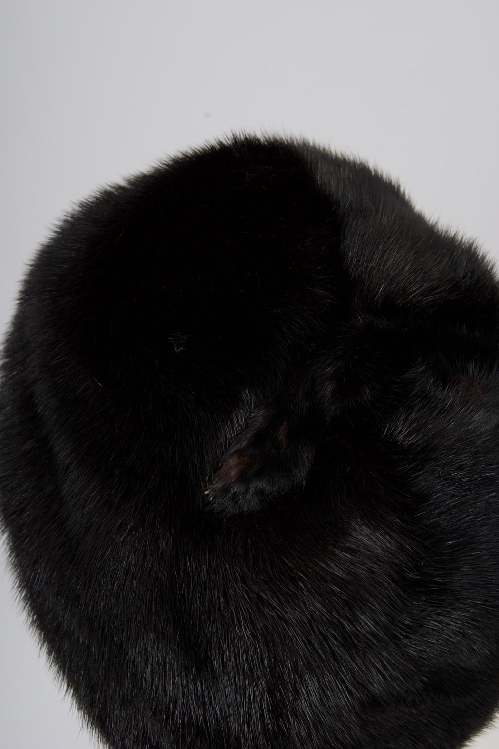 Black 1960s Mahogany Mink Hat