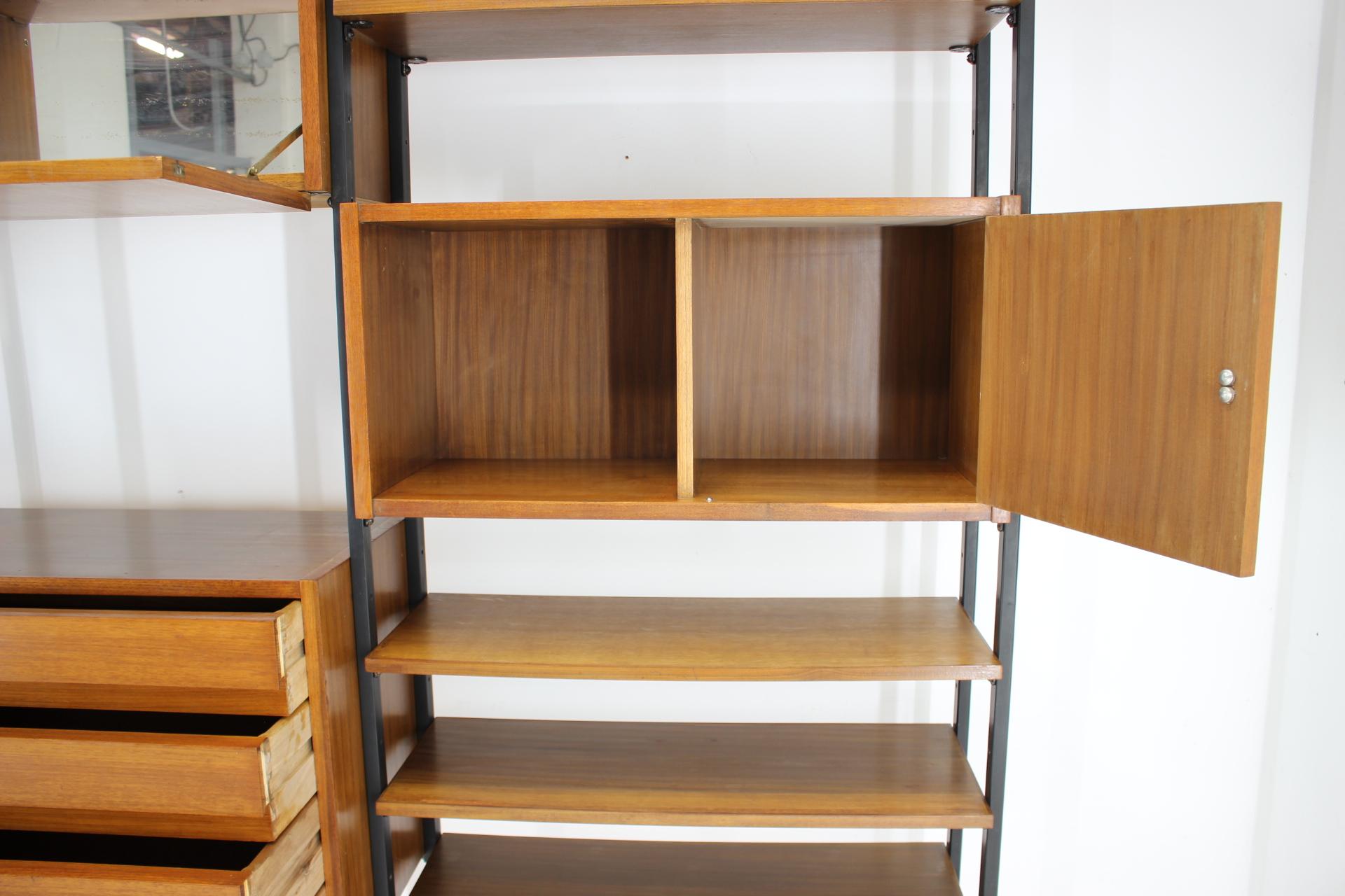 Metal 1960s Mahogany Shelving System, Italy For Sale