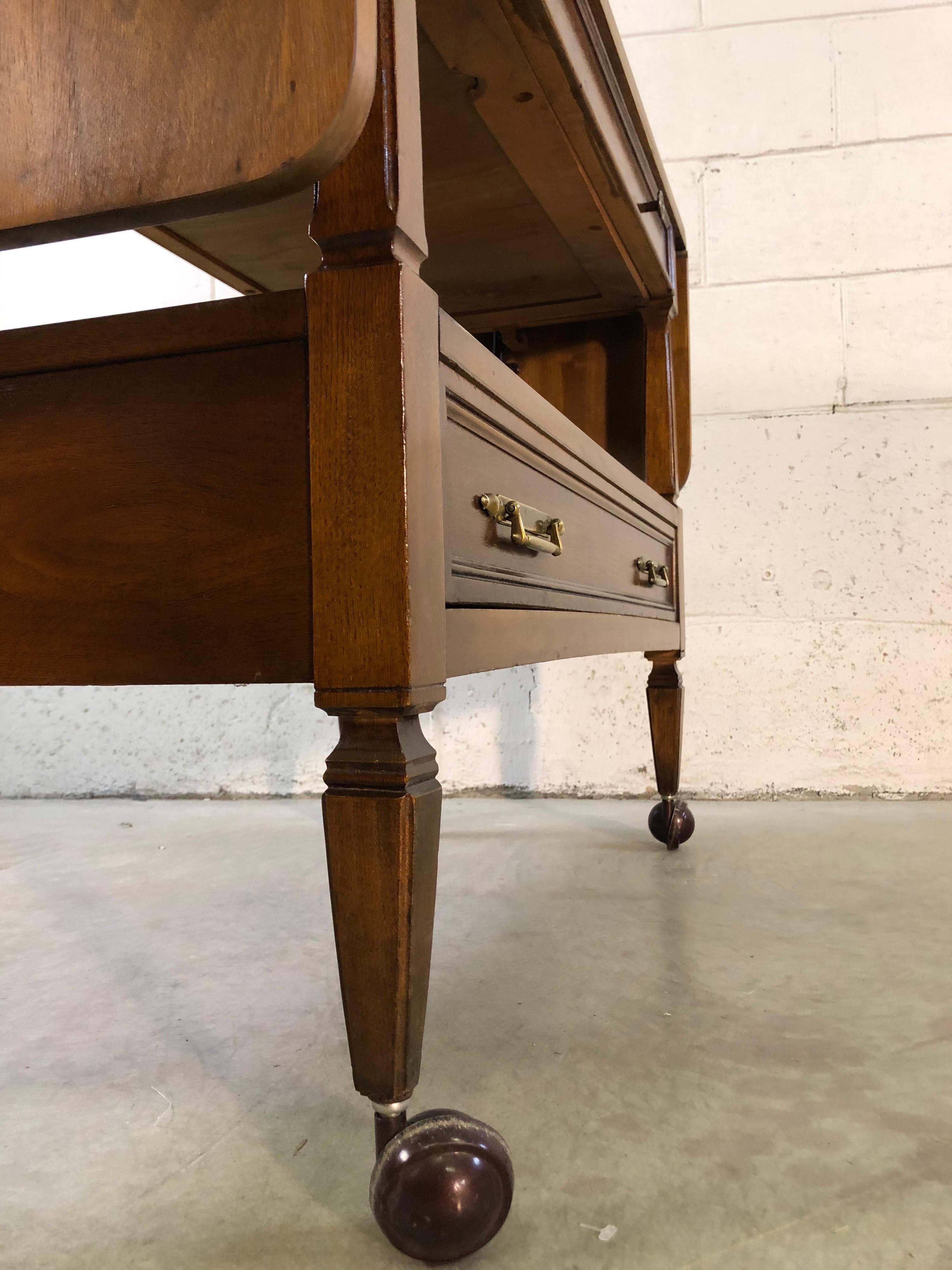1960s Mahogany Wood Rolling Serving Cart For Sale 3