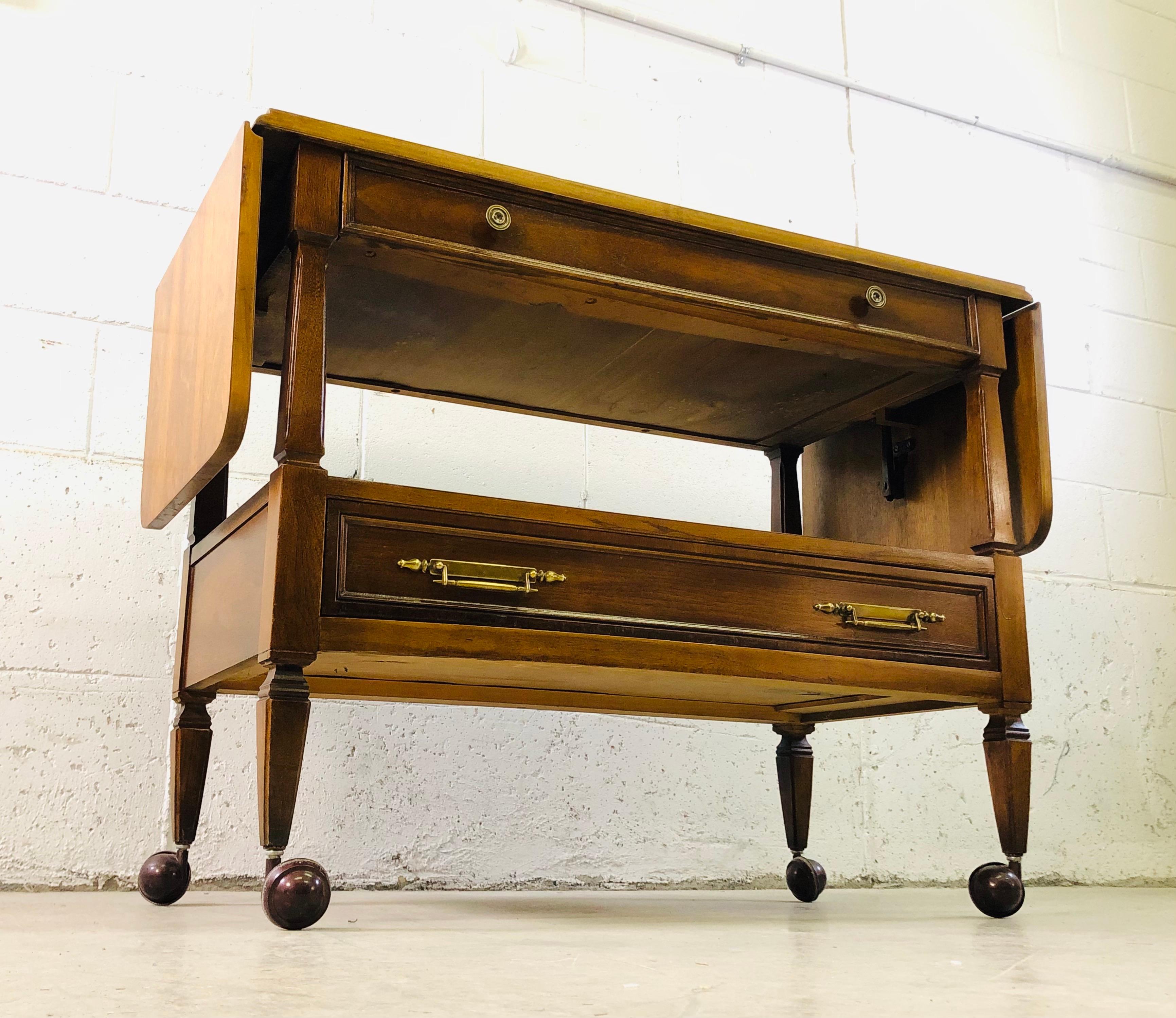 1960s Mahogany Wood Rolling Serving Cart For Sale 4