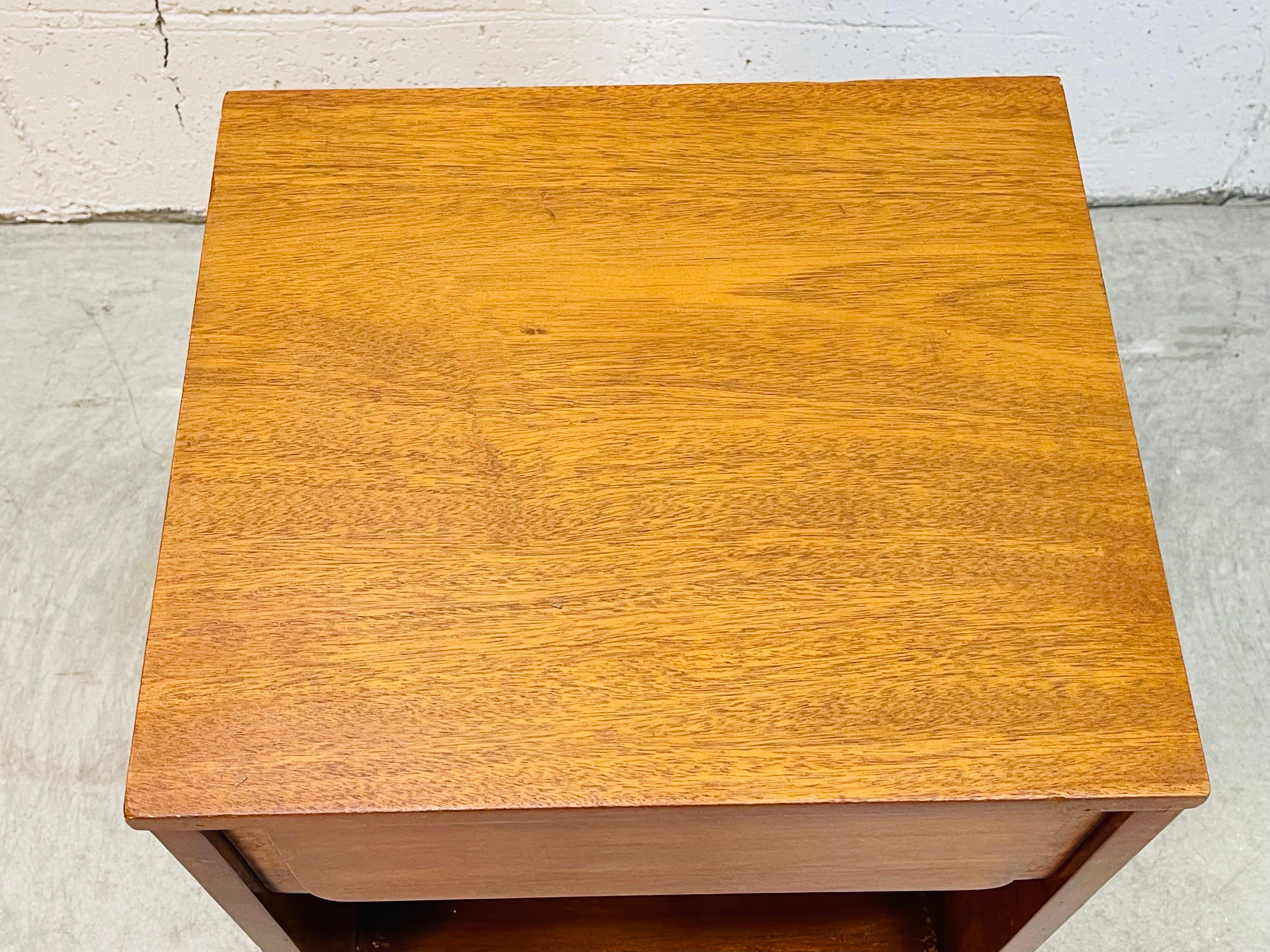 1960s Mainline by Hooker Walnut Wood Nightstand In Good Condition For Sale In Amherst, NH