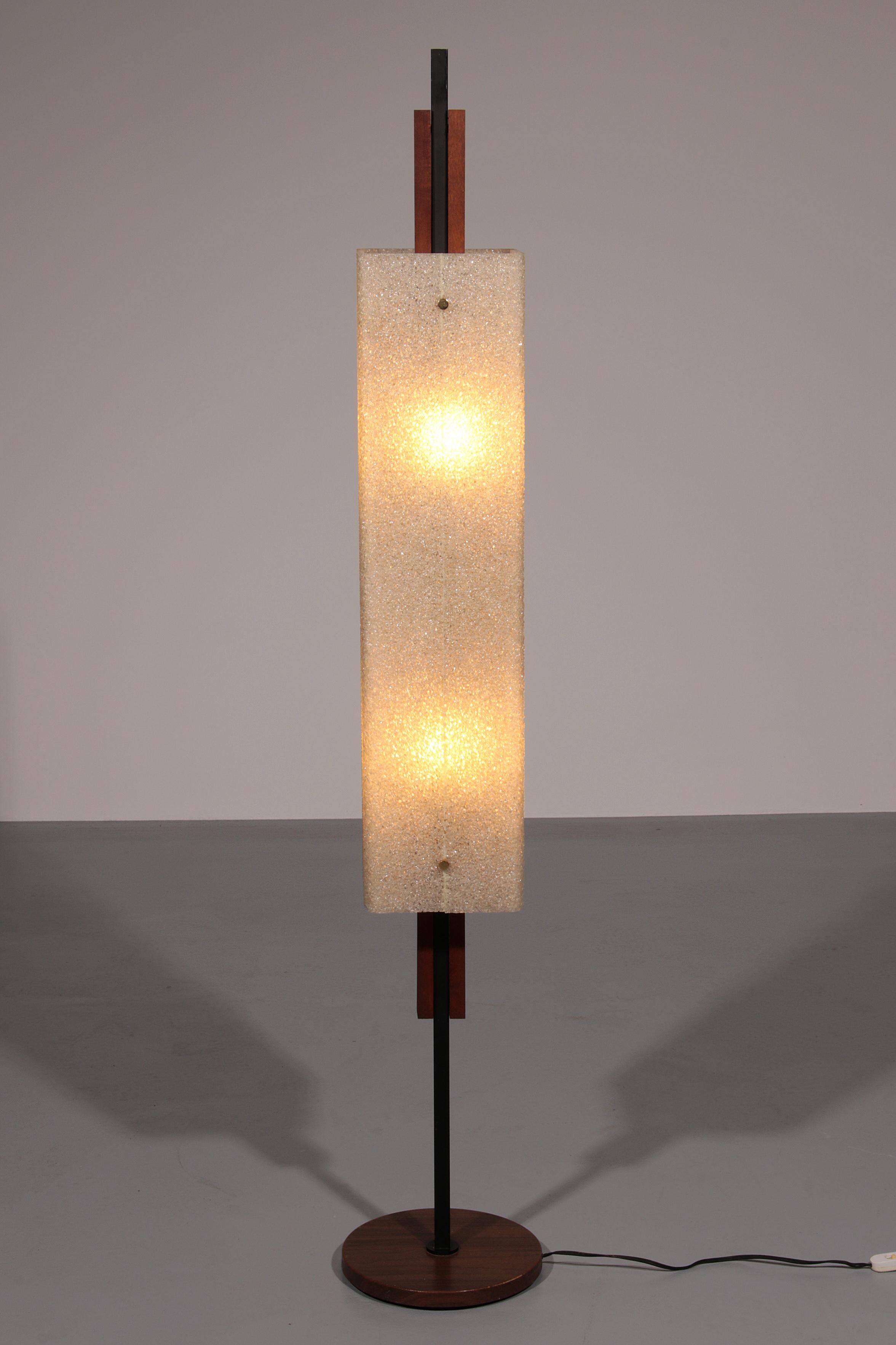 French 1960s Maison Arlus Floor Lamp Totem in Granite Resin