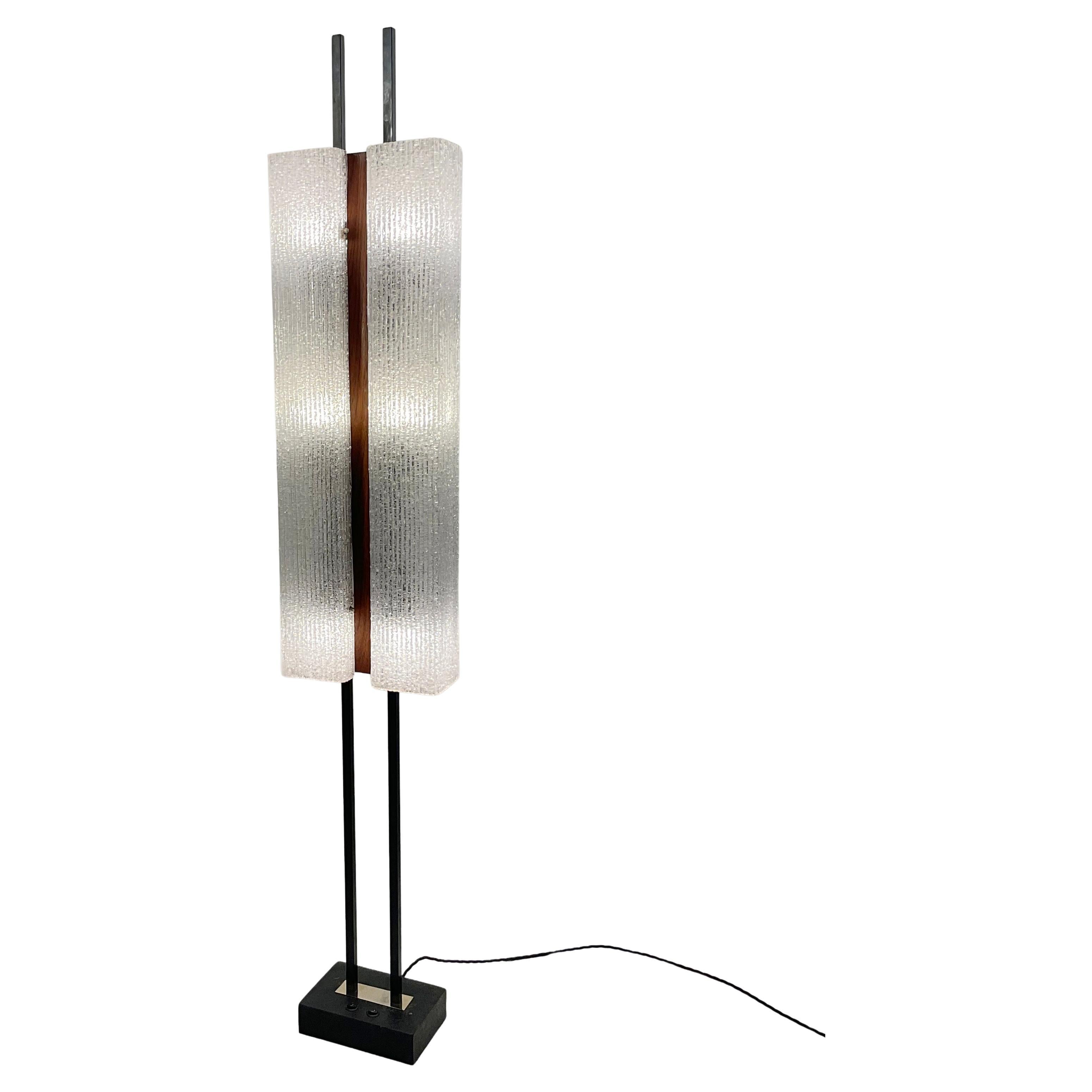 1960s Maison Arlus Floor Lamp with Double Molded Acrylic shade For Sale
