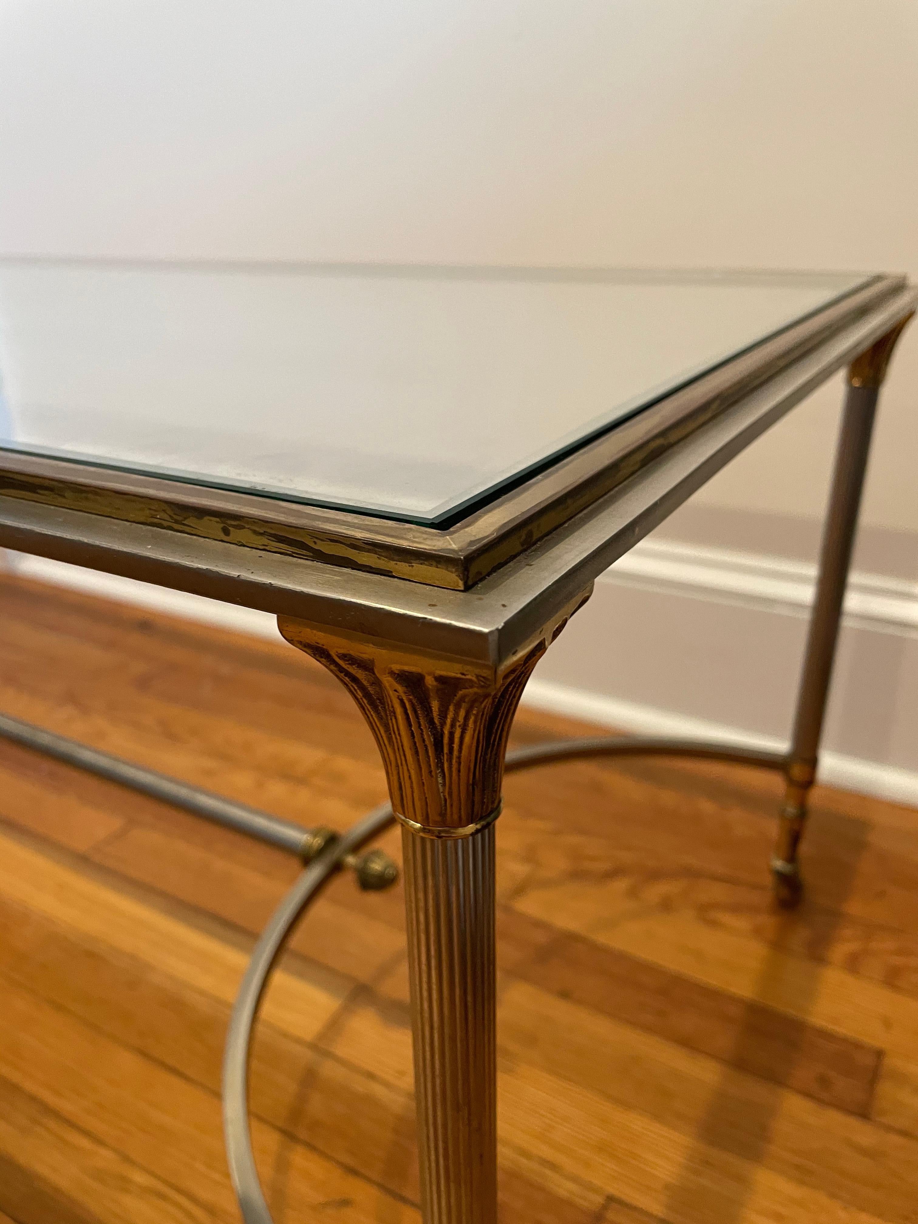 1960s Maison Charles Style Brass and Steel Hoof Coffee Table In Good Condition In W Allenhurst, NJ