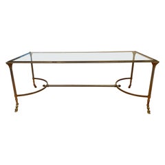 1960s Maison Charles Style Brass and Steel Hoof Coffee Table
