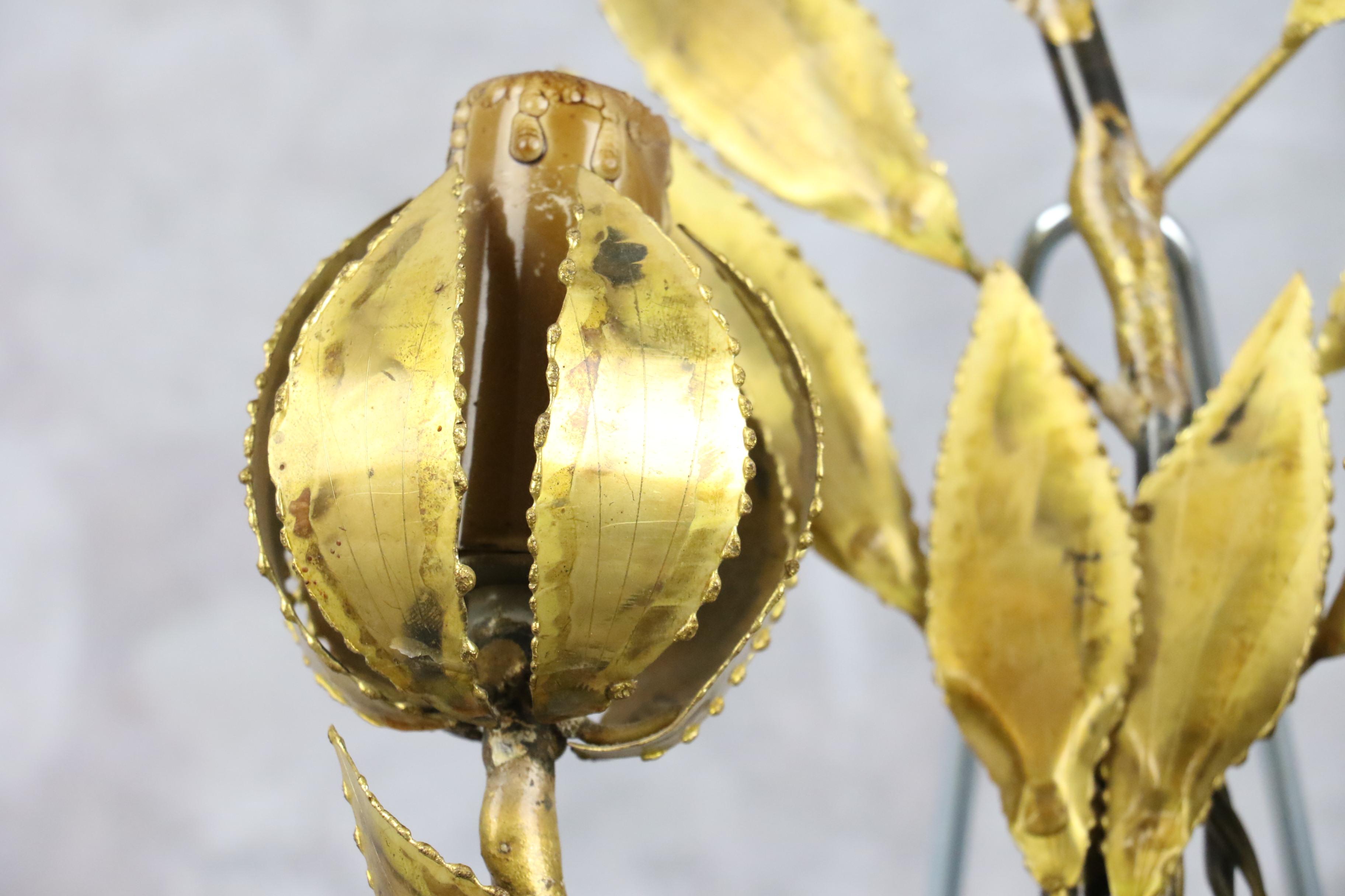 Mid-Century Modern 1960s Maison FlorArt Mid-century Brass Foliage Sconce For Sale