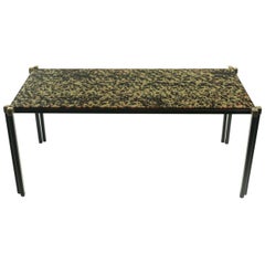 1970 Maison Honore Low Table with Eglomized Glass Plate