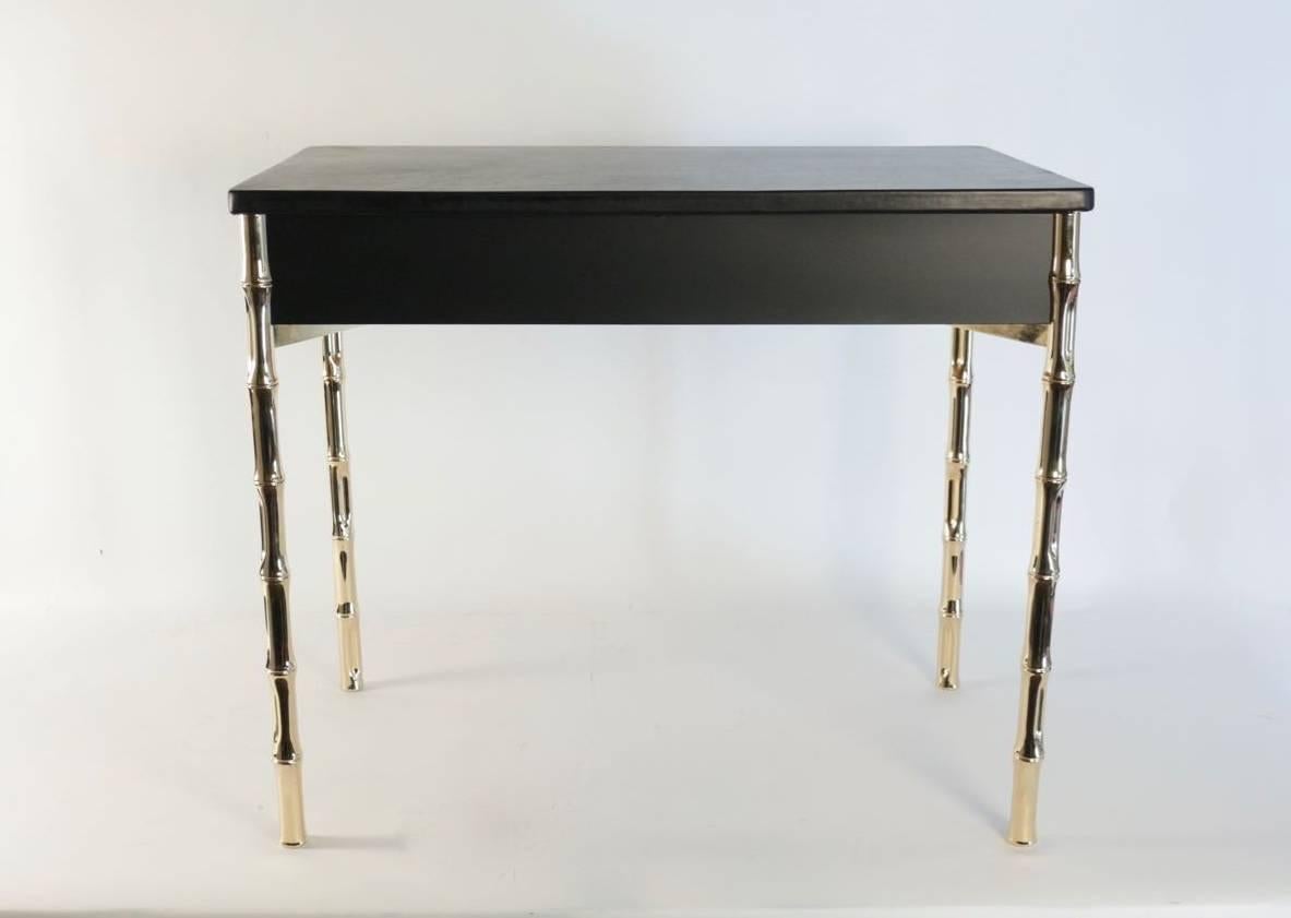 Mid-20th Century Maison Jansen desk from the 60s with brass handles Guy Lefèvre.