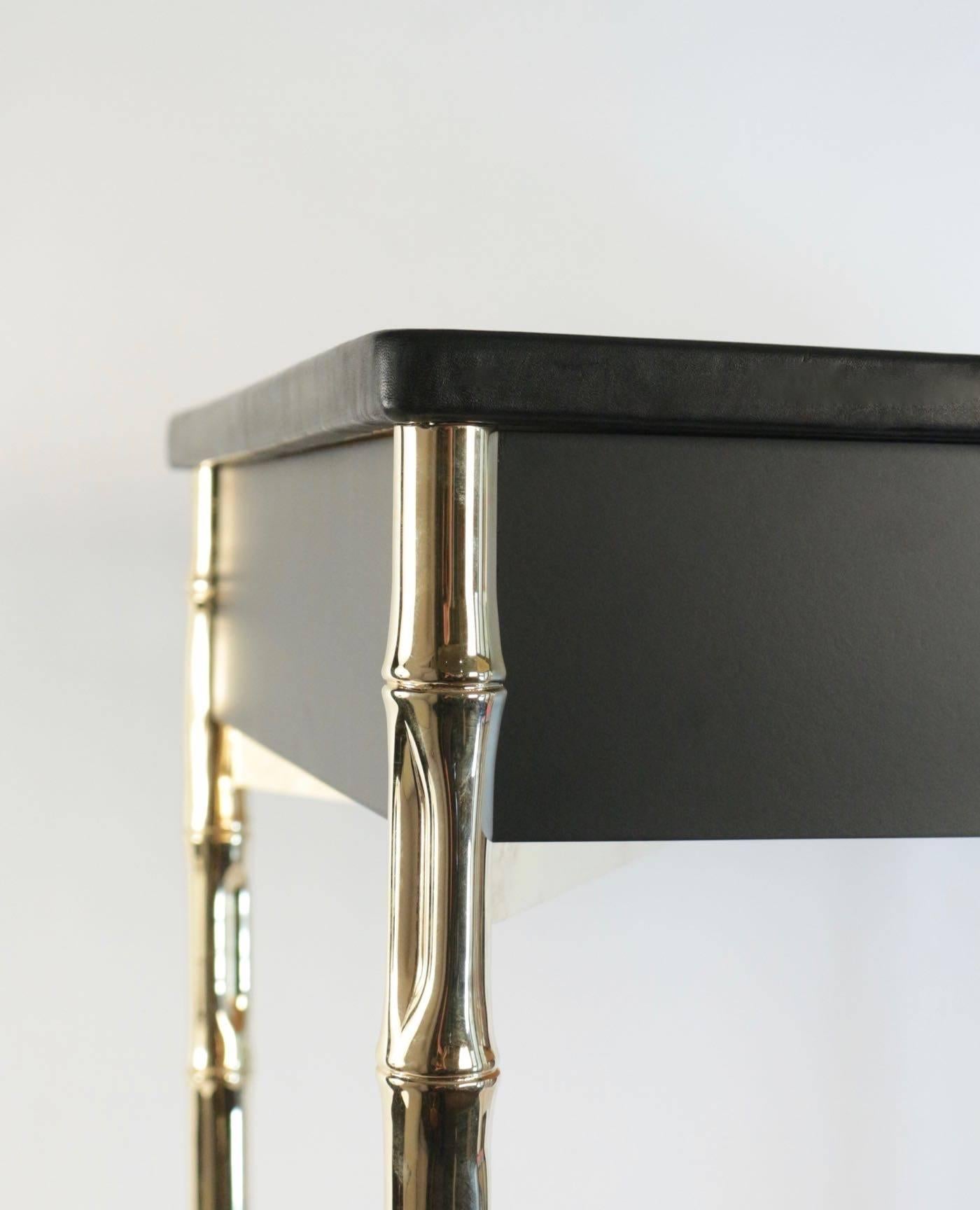 Brass Maison Jansen desk from the 60s with brass handles Guy Lefèvre.