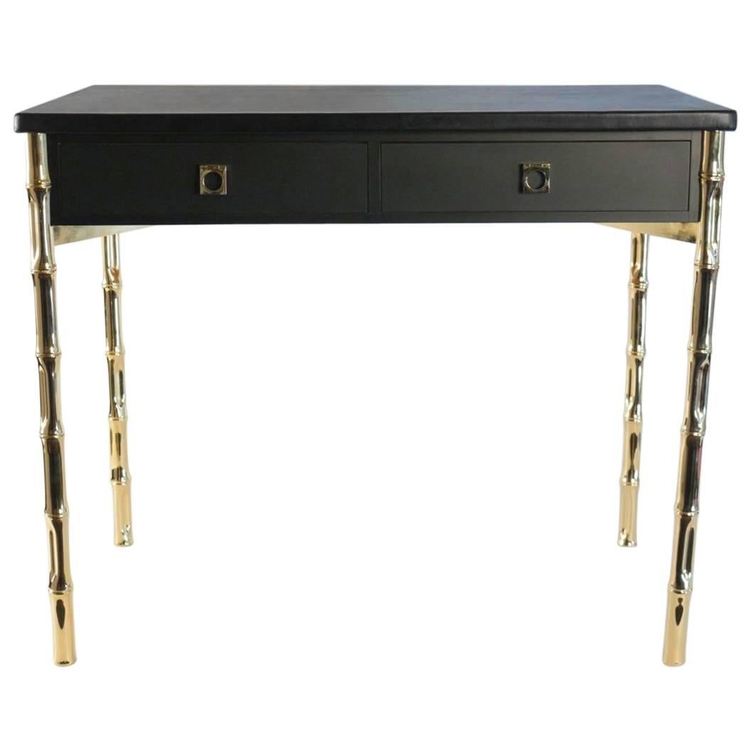 Maison Jansen desk from the 60s with brass handles Guy Lefèvre. 1