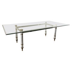 1960s Maison Jansen Steel and Brass Dining Table