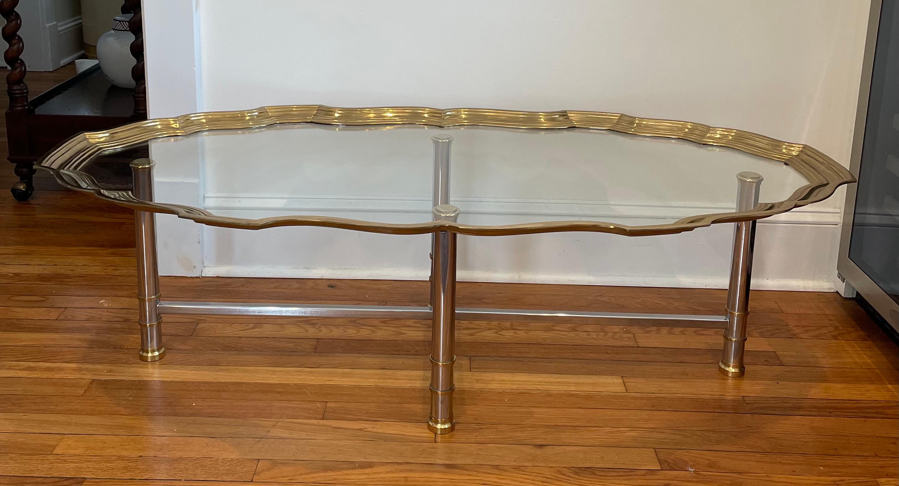 1960s, Maison Jansen Style Glass Tray Top Coffee Table 5
