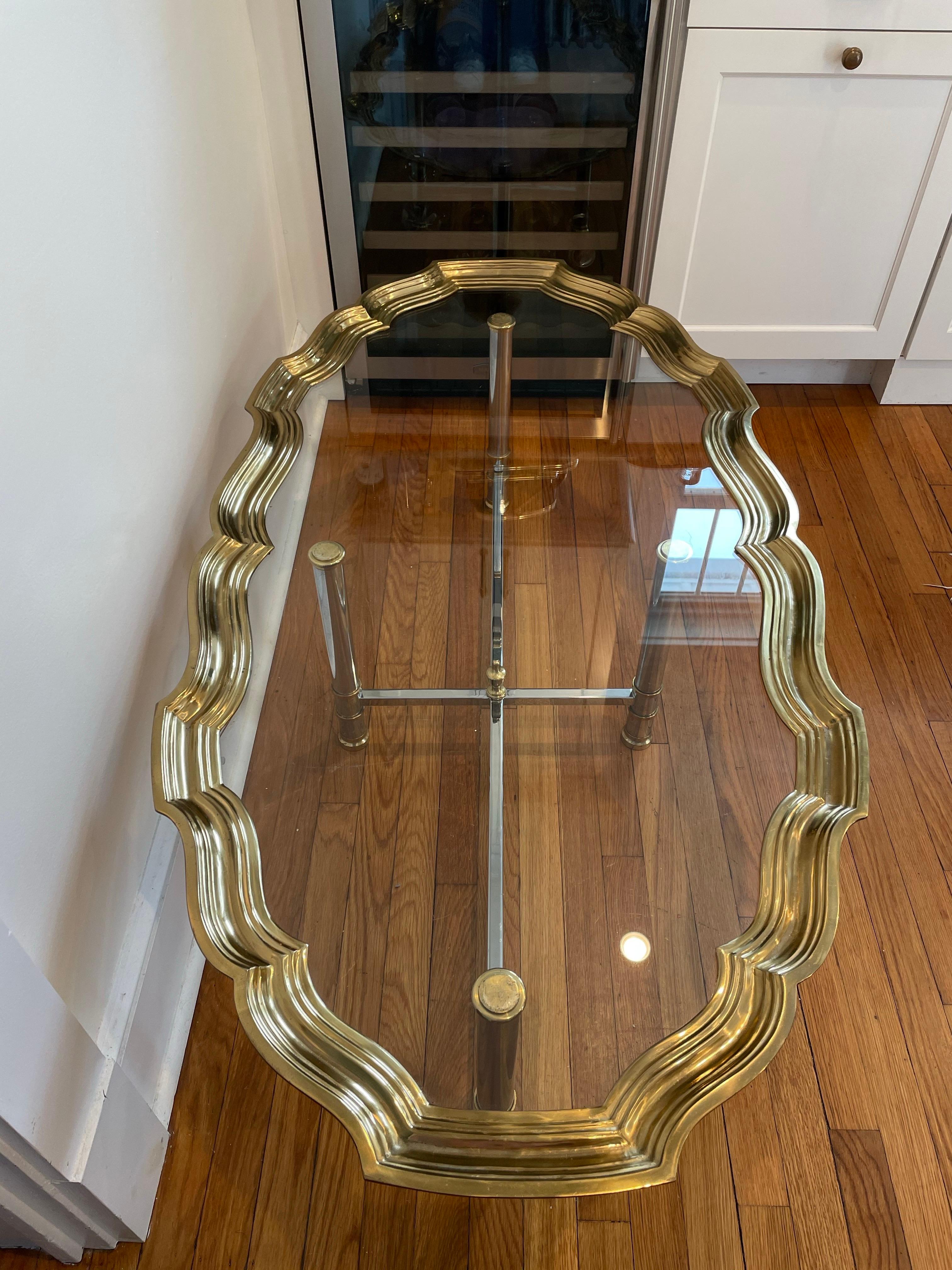 Table basse à plateau en verre de style Maison Jansen des années 1960 en vente 3