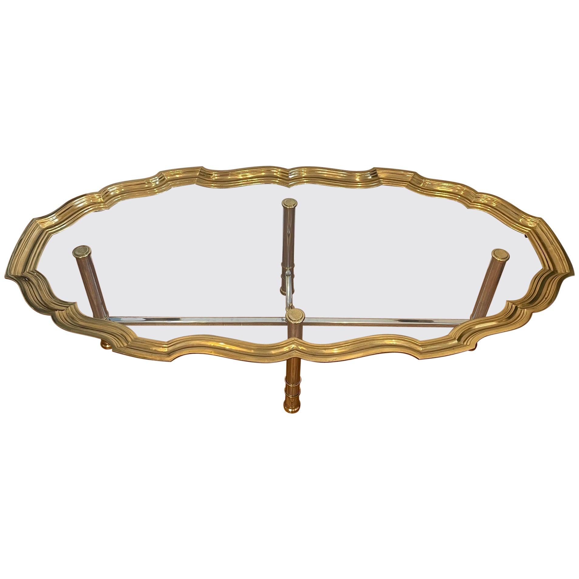 1960s, Maison Jansen Style Glass Tray Top Coffee Table
