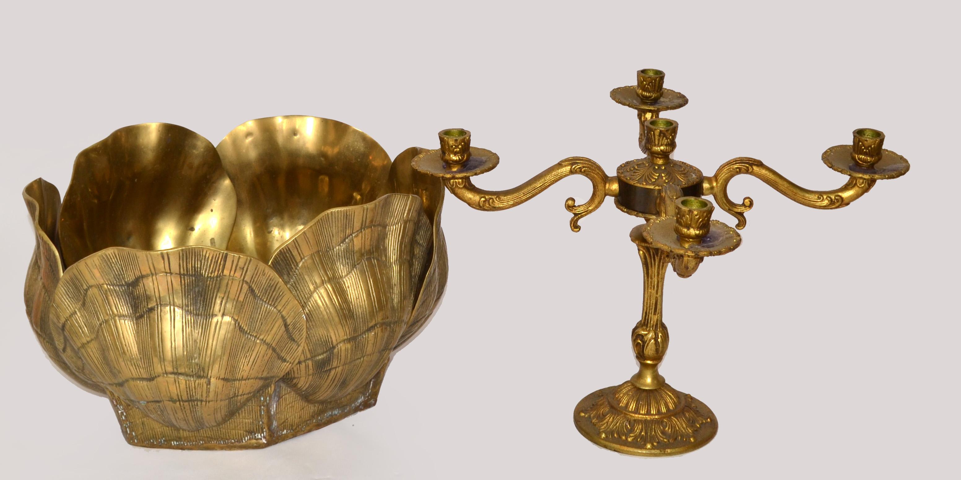 1960er Maison Jansen Stil Massiv Bronze Muschel Muschel Pflanzgefäß Jardinières Frankreich im Angebot 4