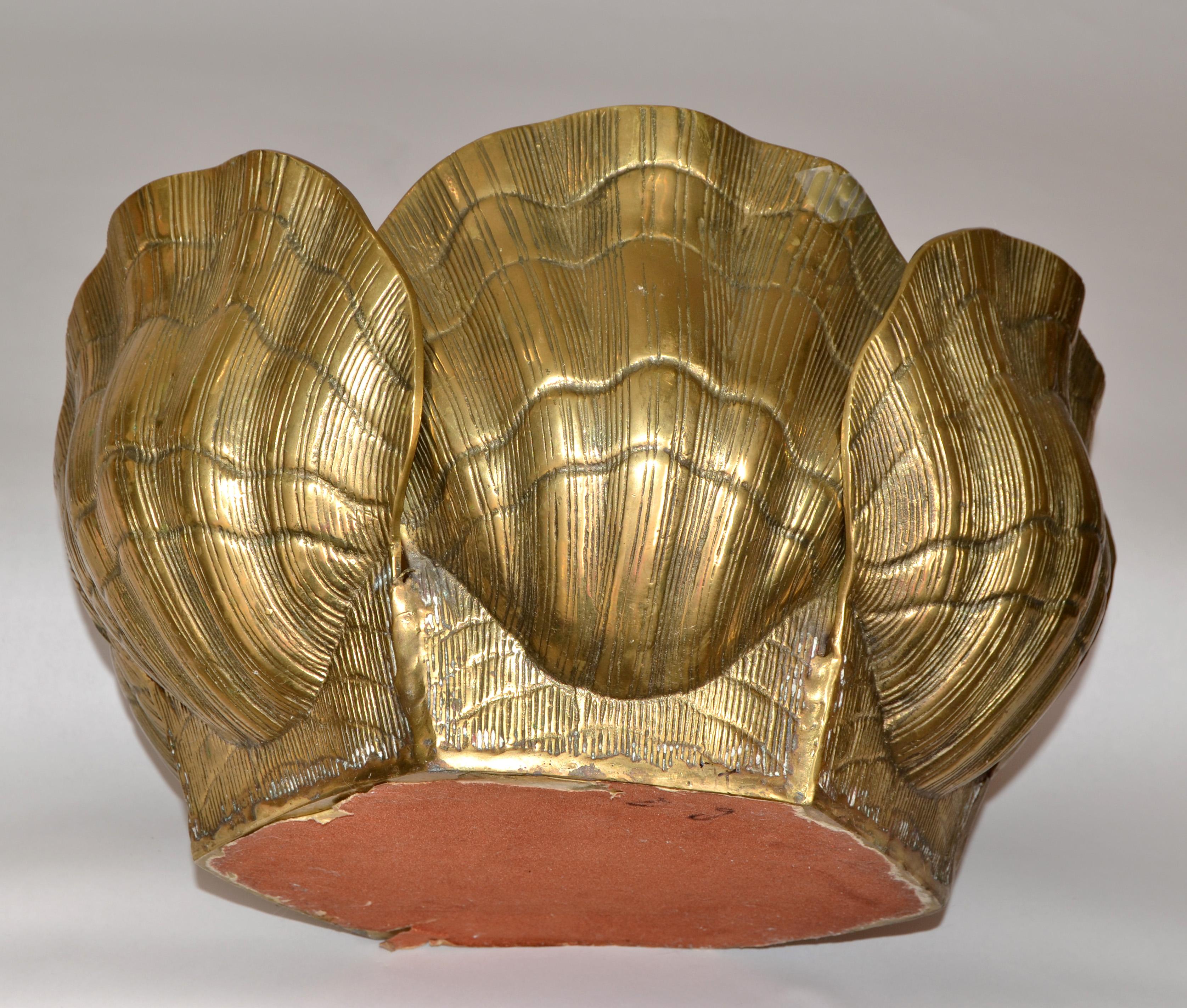 1960er Maison Jansen Stil Massiv Bronze Muschel Muschel Pflanzgefäß Jardinières Frankreich im Angebot 6