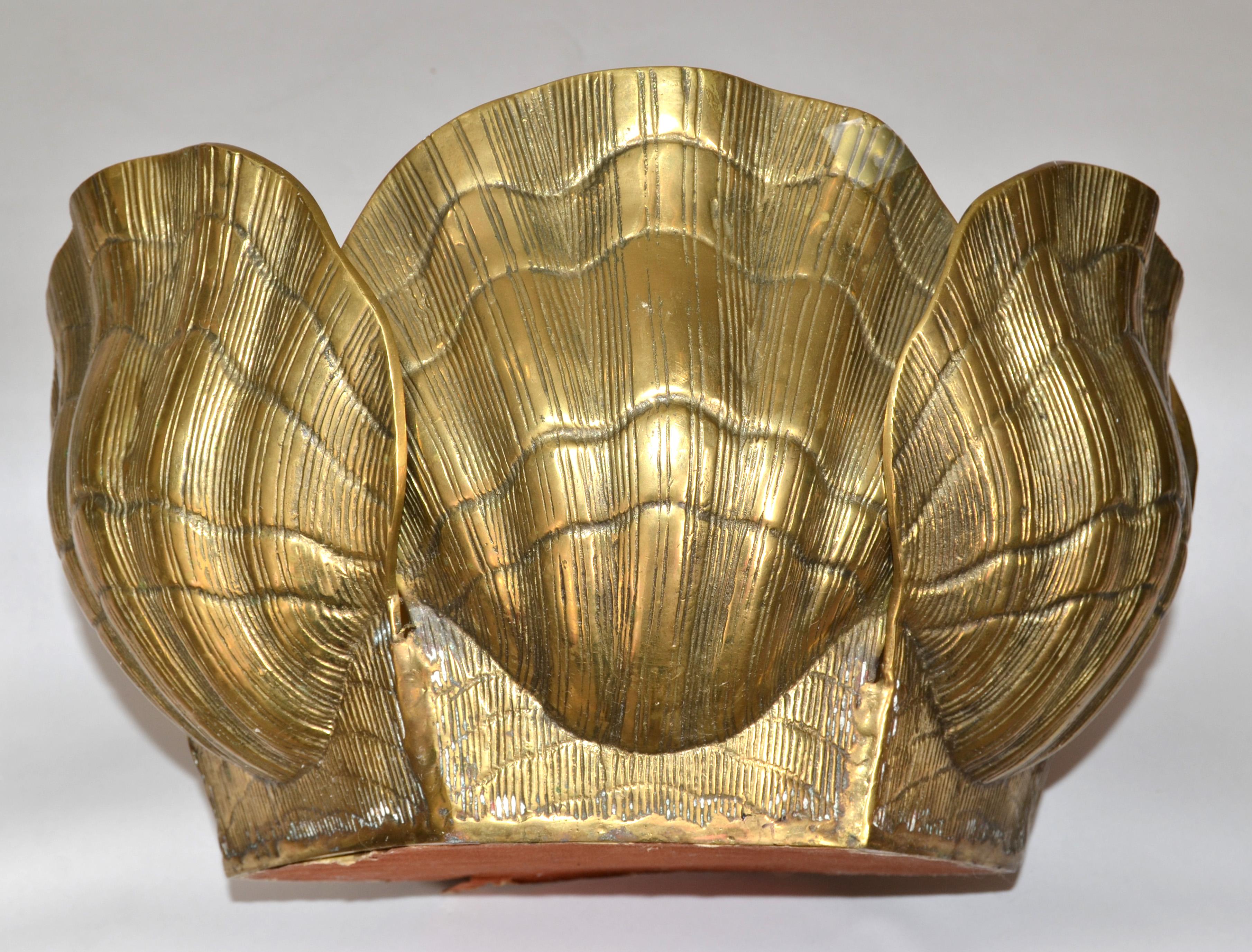 1960er Maison Jansen Stil Massiv Bronze Muschel Muschel Pflanzgefäß Jardinières Frankreich im Angebot 7