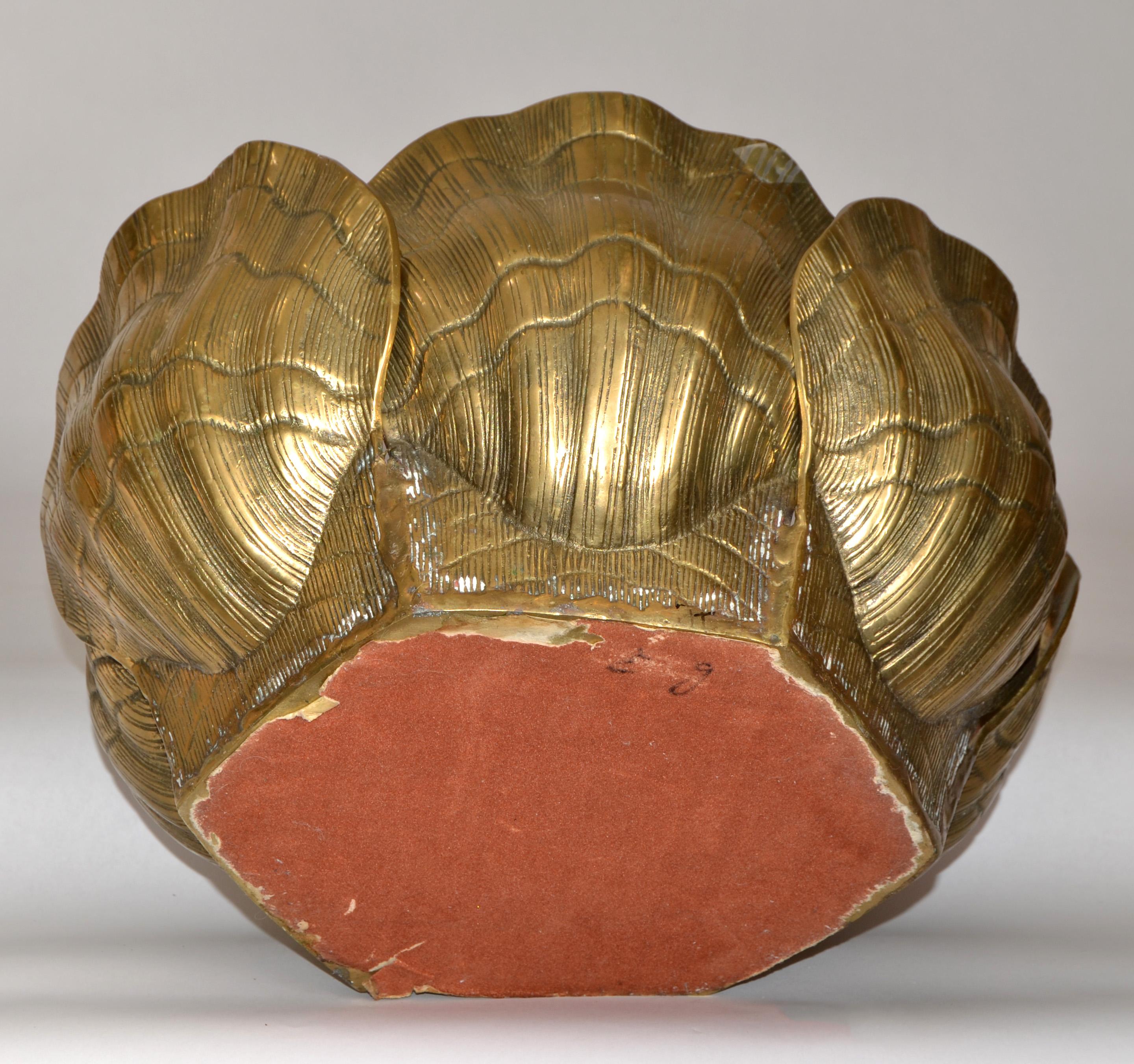 1960er Maison Jansen Stil Massiv Bronze Muschel Muschel Pflanzgefäß Jardinières Frankreich im Angebot 8