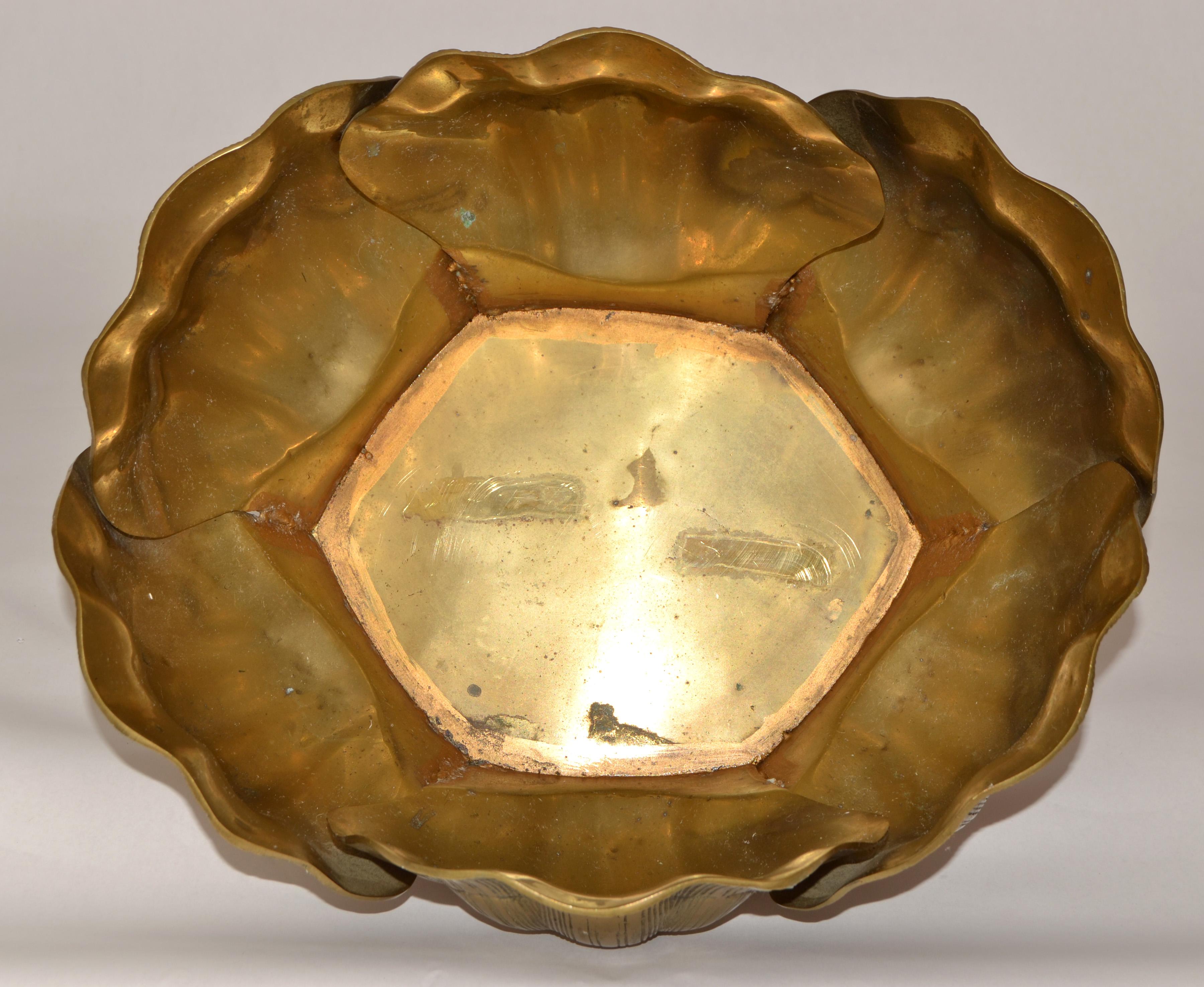 1960er Maison Jansen Stil Massiv Bronze Muschel Muschel Pflanzgefäß Jardinières Frankreich im Angebot 9