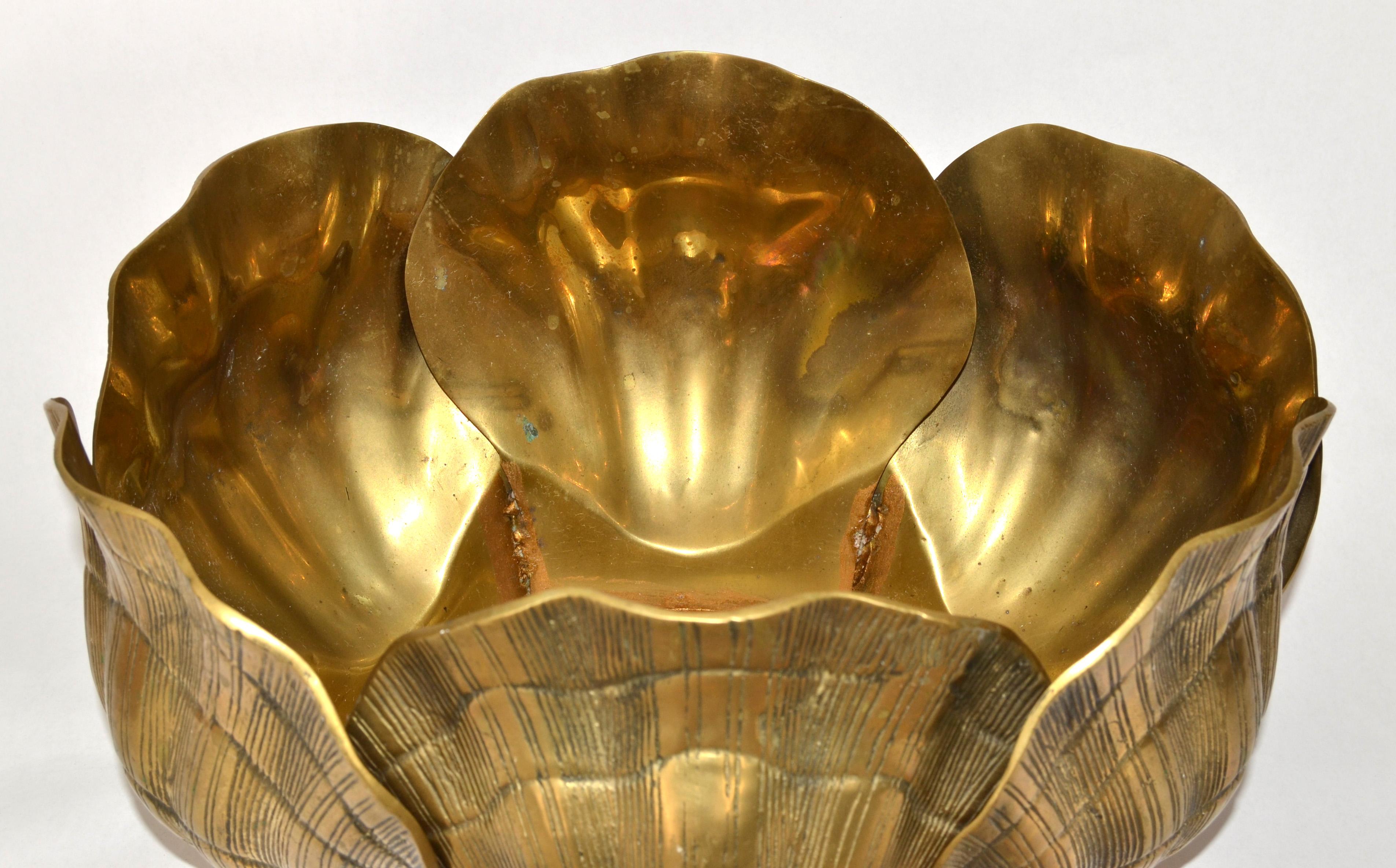 1960er Maison Jansen Stil Massiv Bronze Muschel Muschel Pflanzgefäß Jardinières Frankreich im Angebot 2