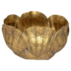 1960s Maison Jansen Style Solid Bronze Clam Seashell Planter Jardinières France