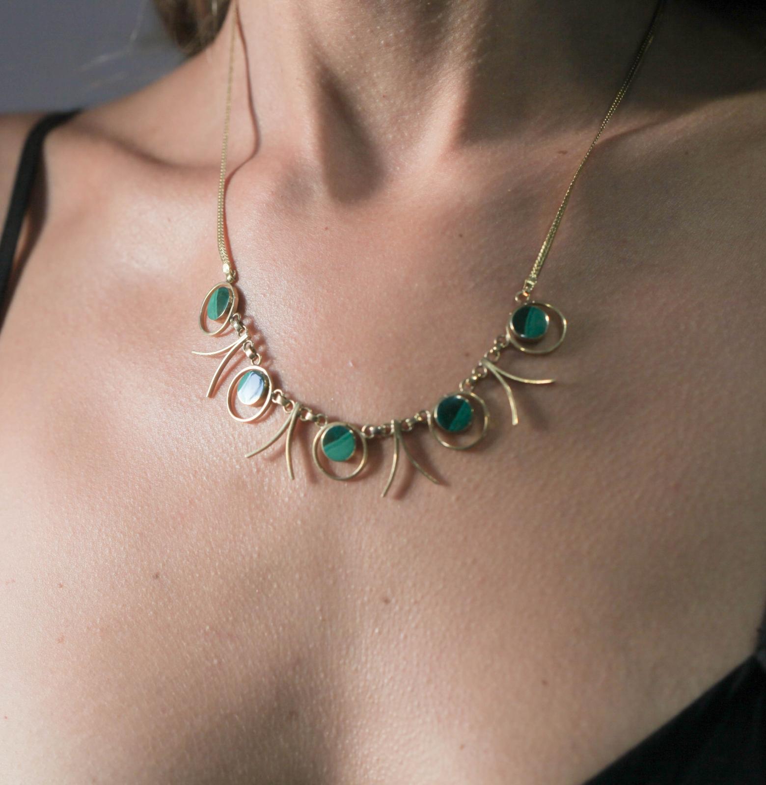 Women's 1960s Malachite Gold Necklace