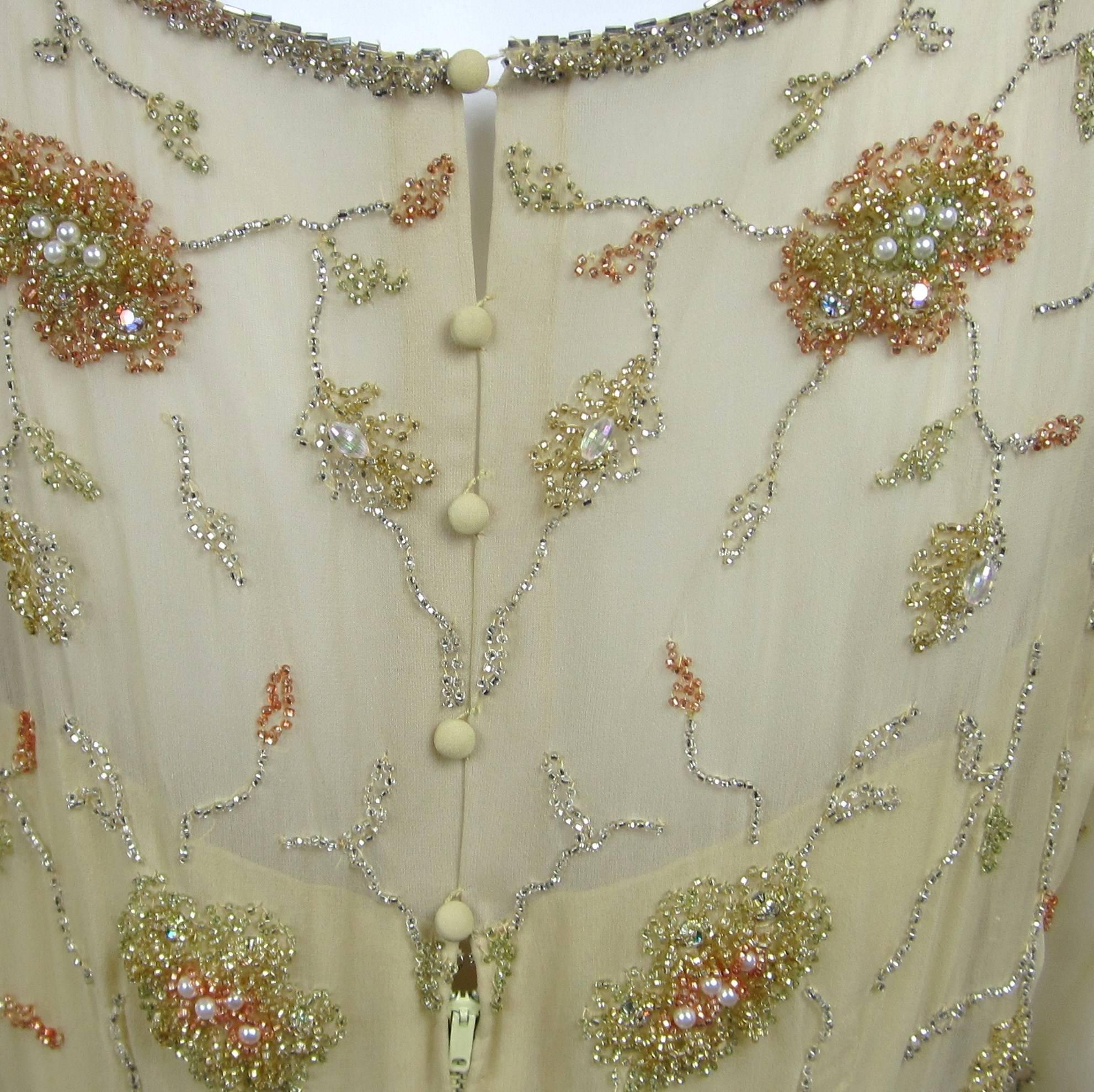 1960s Malcolm Starr Beaded Gown Vintage Dress   In Good Condition In Wallkill, NY