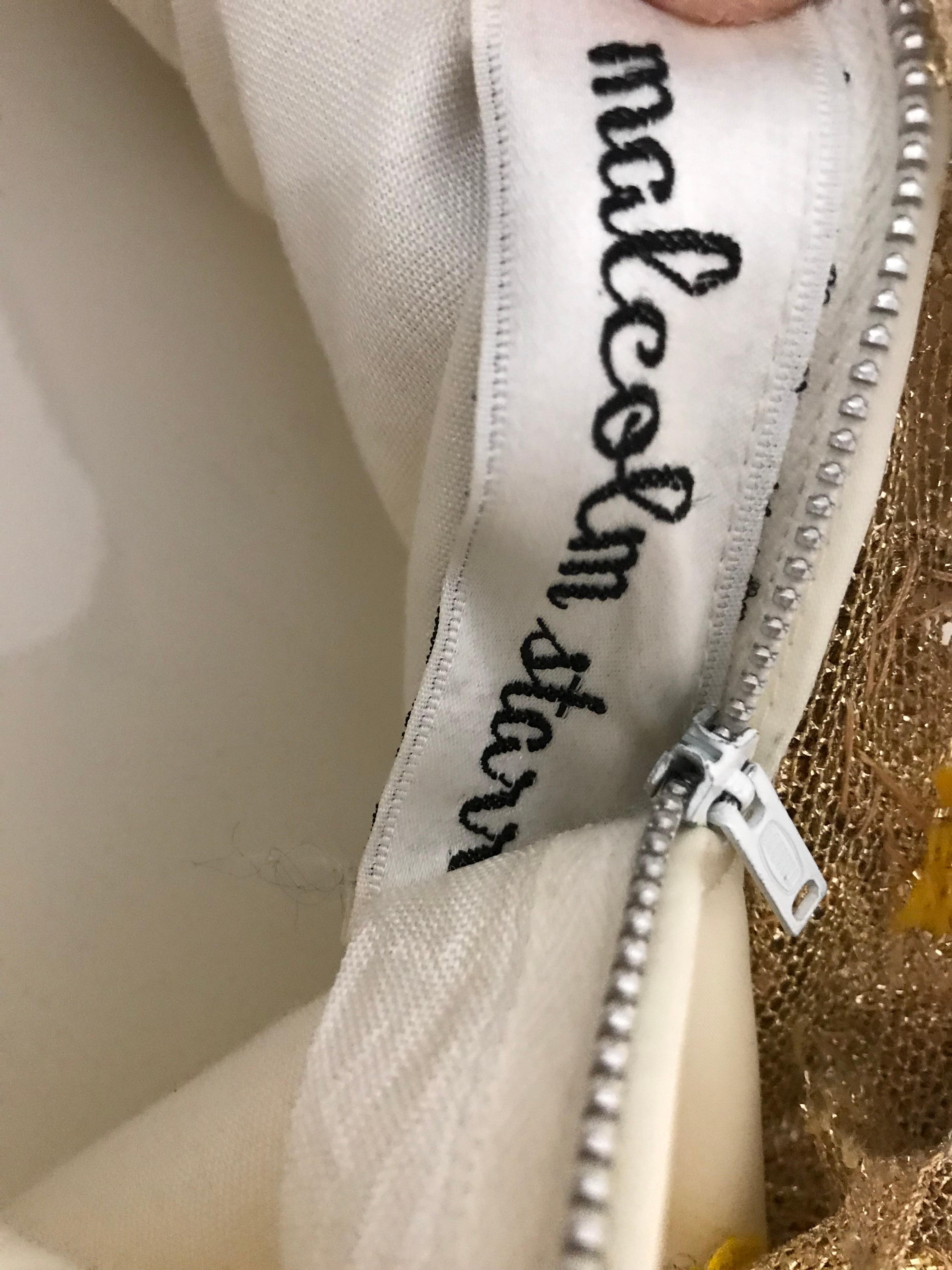 Vestido de cóctel de manga larga con bordado metálico dorado de los años 60 de Malcolm Starr en venta 3