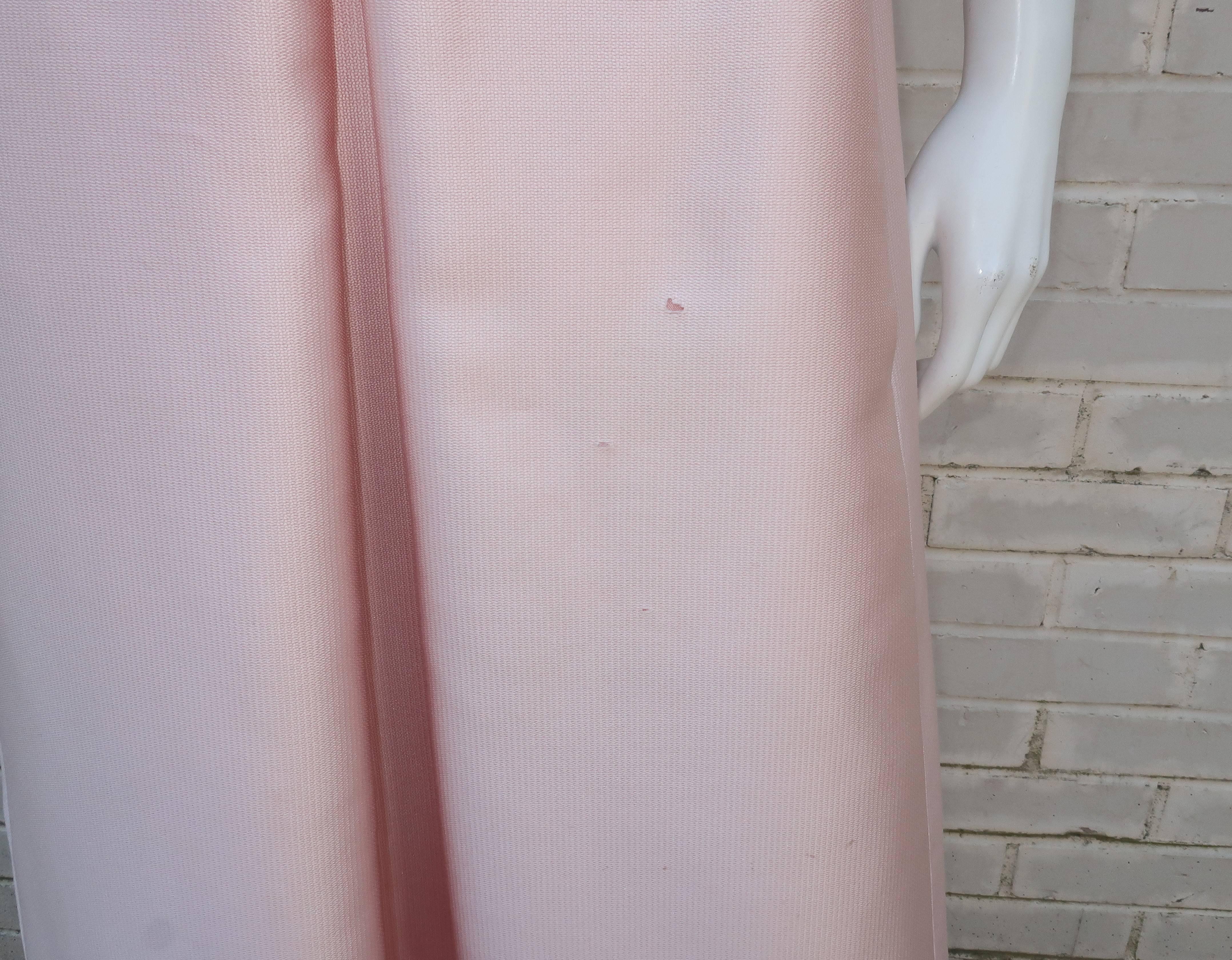 1960’s Malcolm Starr Pink Beaded Evening Dress With Rhinestones 2