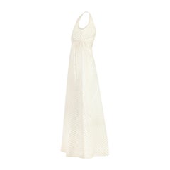 1960s Malcolm Starr White Brocade Empire-Line Wedding Dress