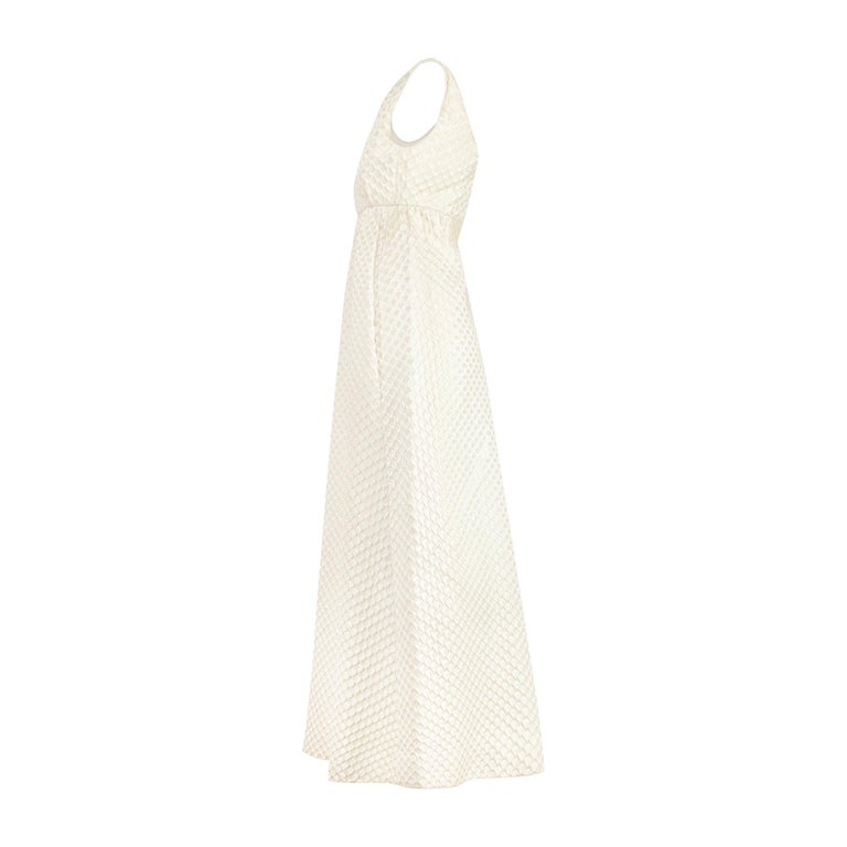 1960s Malcolm Starr White Brocade Empire-Line Wedding Dress For Sale at  1stDibs