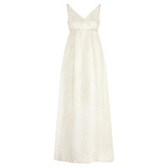 Malcolm Starr, robe de mariée ligne Empire en brocart blanc, années 1960