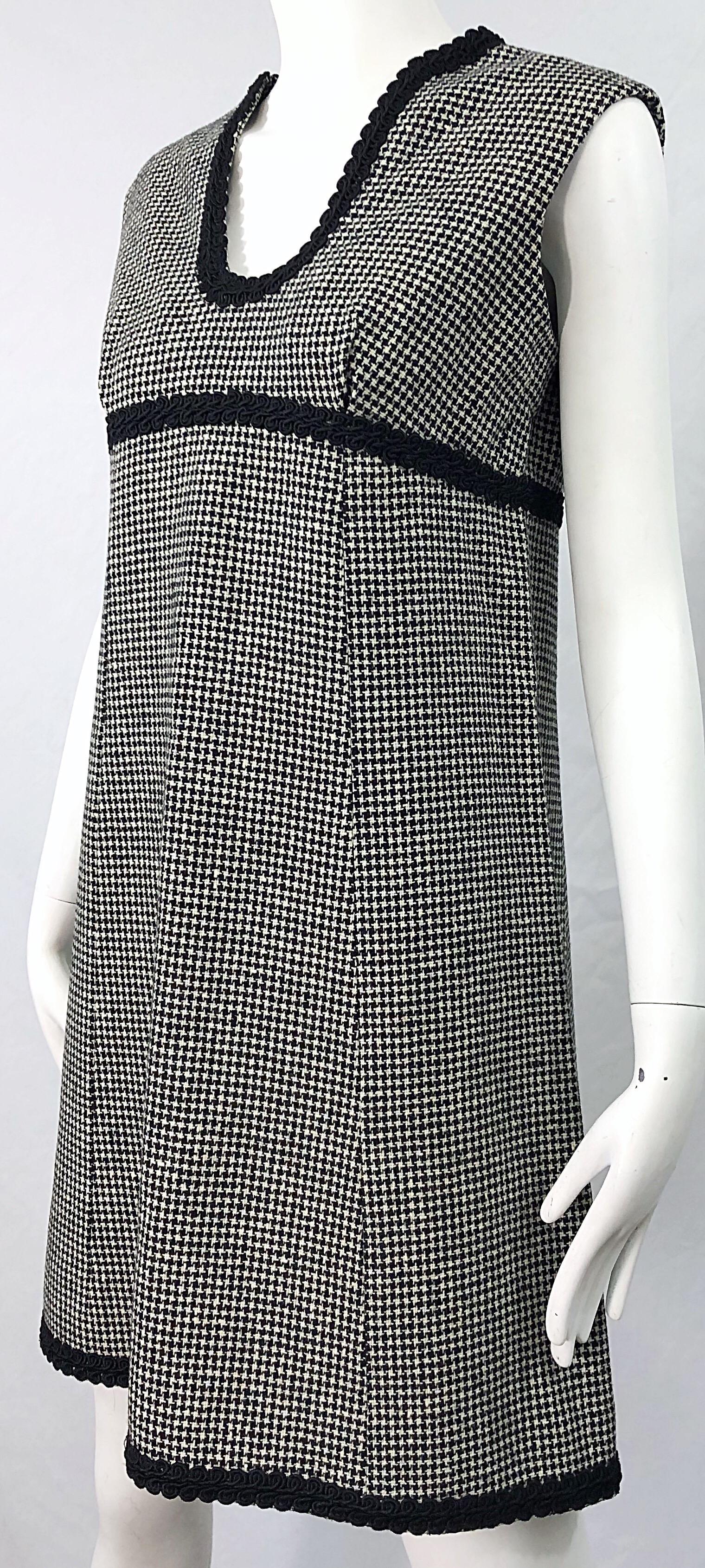 1960s Mamselle by Betty Carol Black and White Houndstooth Wool 60s A ...