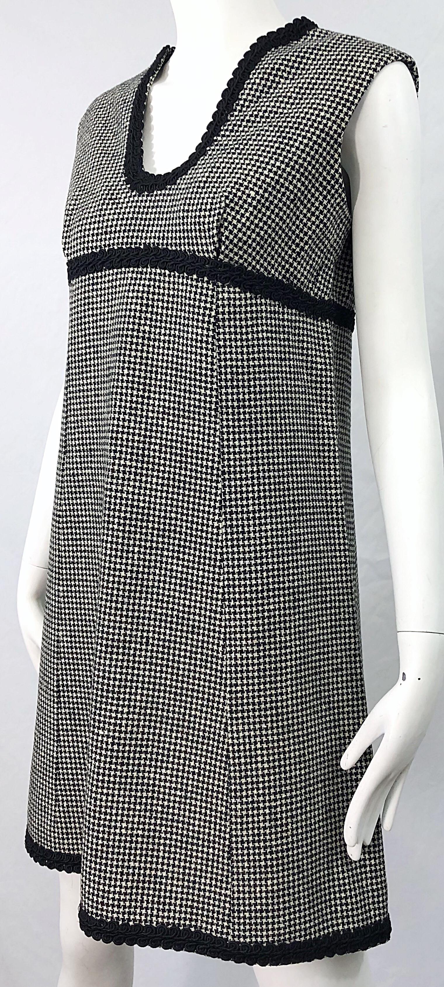 Abito anni '60 Mamselle by Betty Carol in lana pied de poule nero e bianco 5