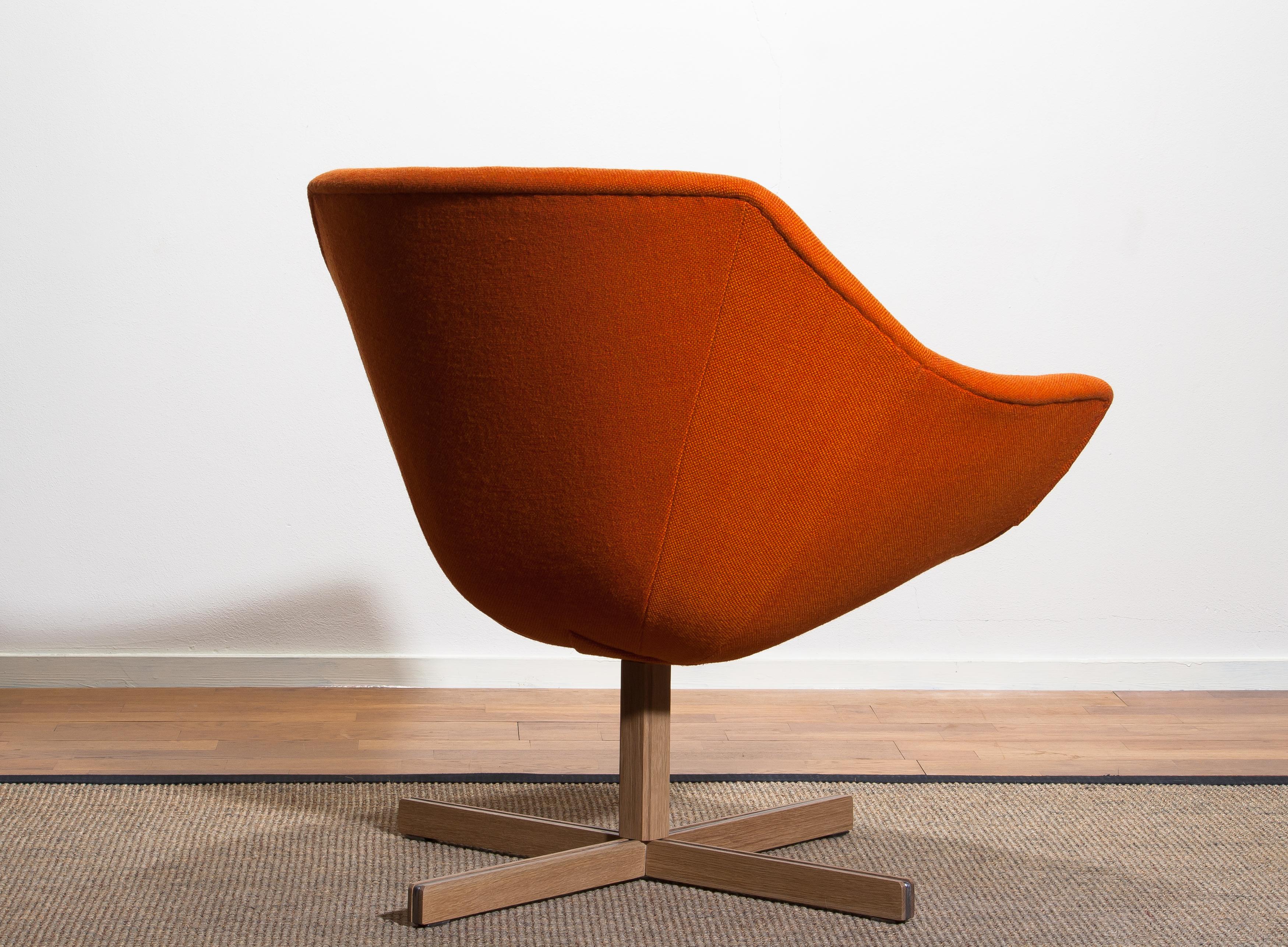 Fabric 1960s, 'Mandarini' Swivel Armchair by Carl Gustaf Hiort and Nanna Ditzel