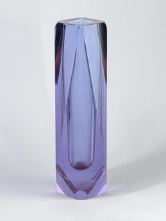 1960s Mandruzzato Murano Sommerso Amethyst Glass Vase, Italy, 8.5in
