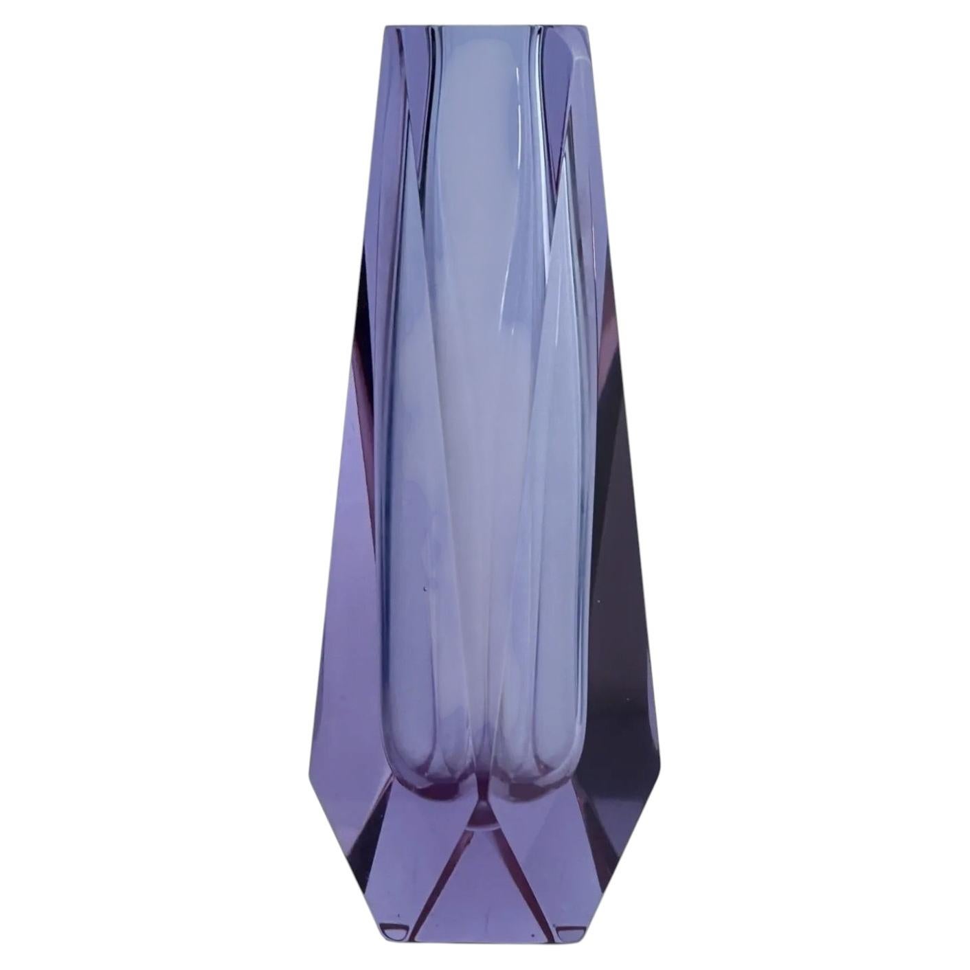 1960s Mandruzzato Murano Sommerso Amethyst Glass Vase, Italy, 8.5in